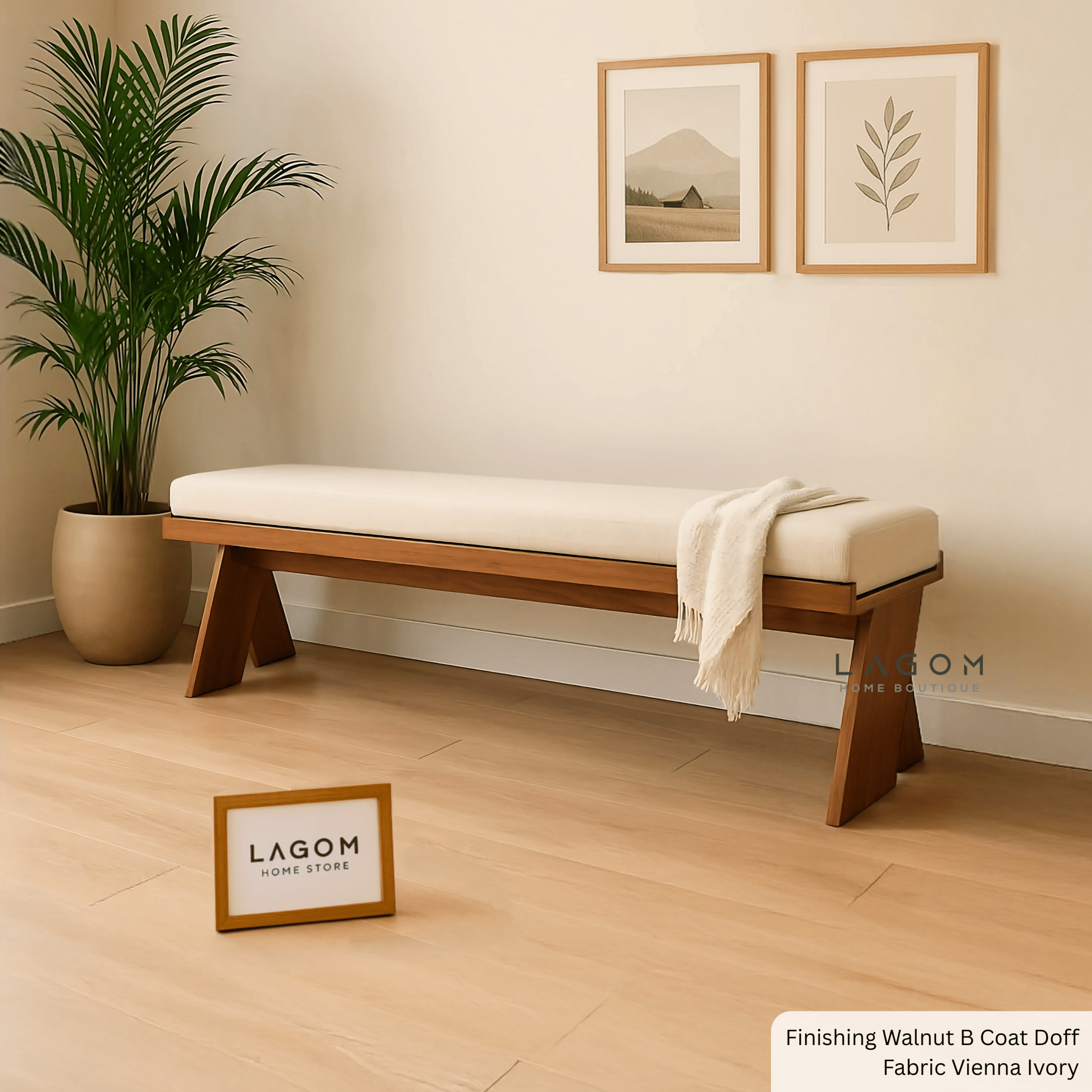 180 cm Teak Wood Bench with Removable Cushion - Bench - Lagom Home Boutique