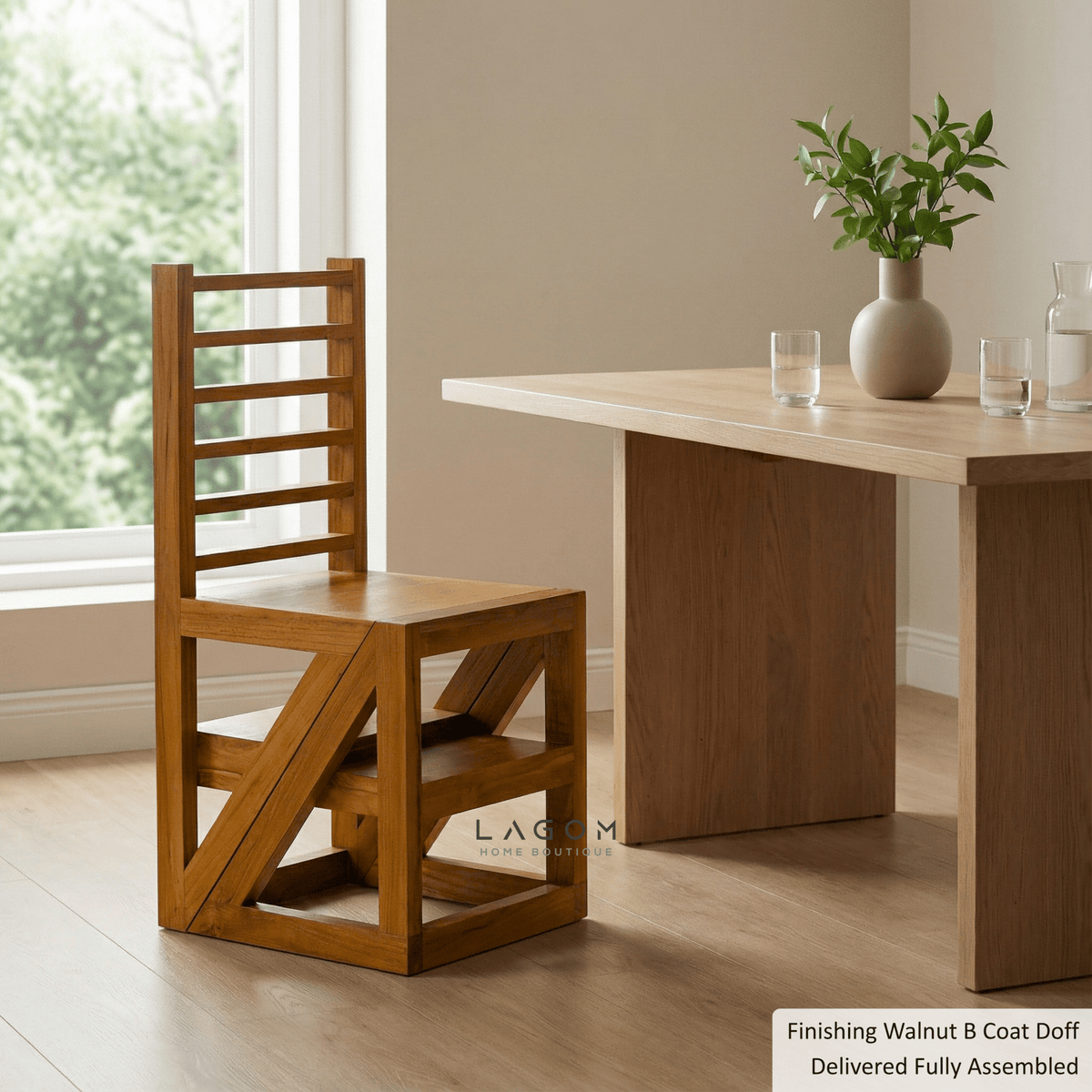 2-in-1 Teak Wood Step Stool & Chair - Sturdy Design-Step Stool-Lagom Home Boutique