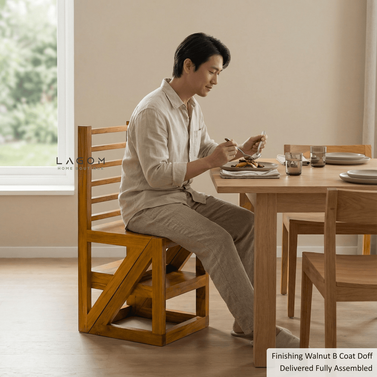 2-in-1 Teak Wood Step Stool & Chair - Sturdy Design-Step Stool-Lagom Home Boutique