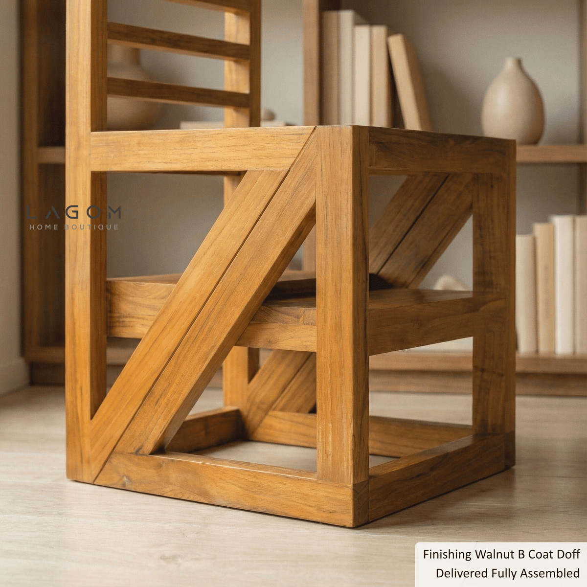 2-in-1 Teak Wood Step Stool & Chair - Sturdy Design-Step Stool-Lagom Home Boutique