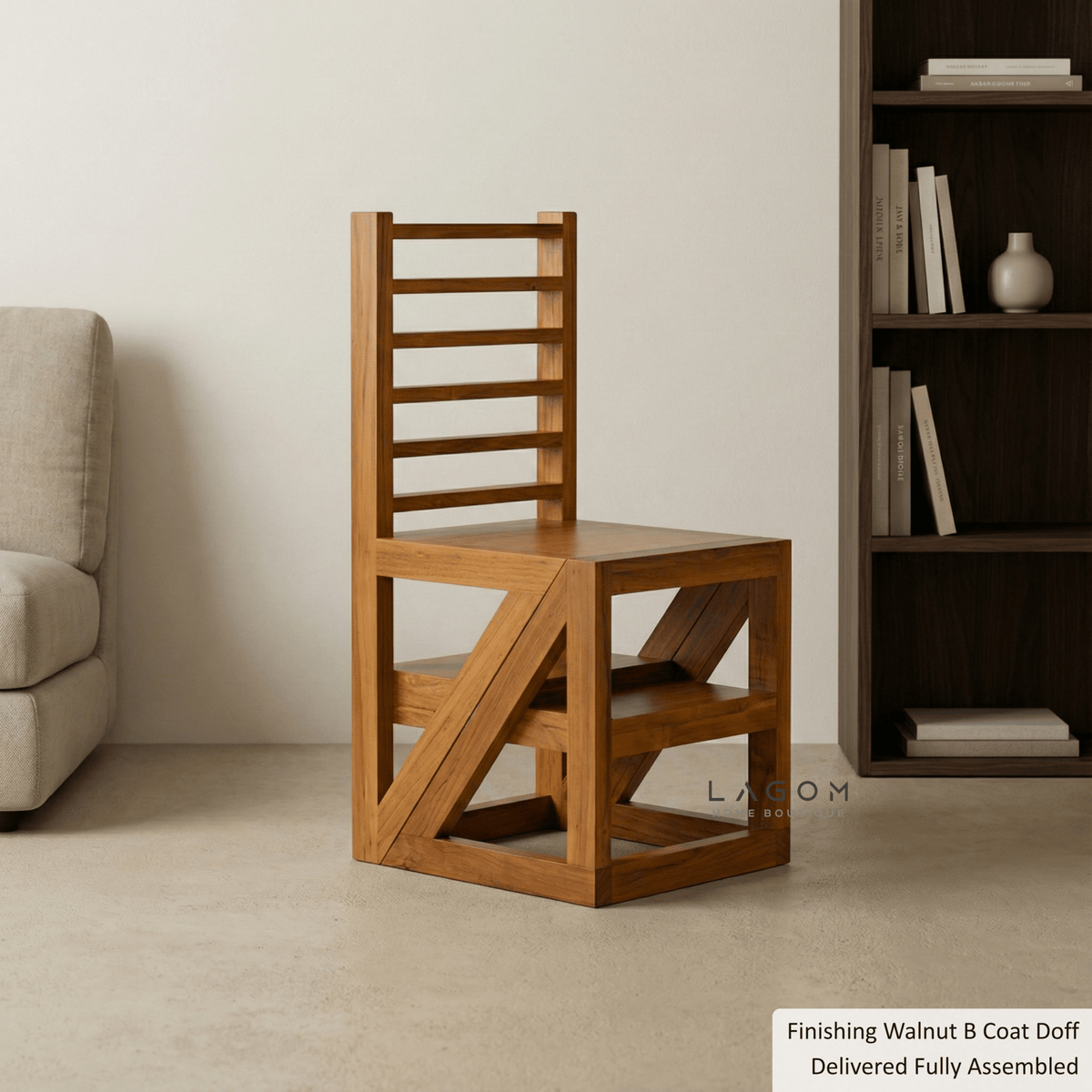 2-in-1 Teak Wood Step Stool & Chair - Sturdy Design-Step Stool-Lagom Home Boutique