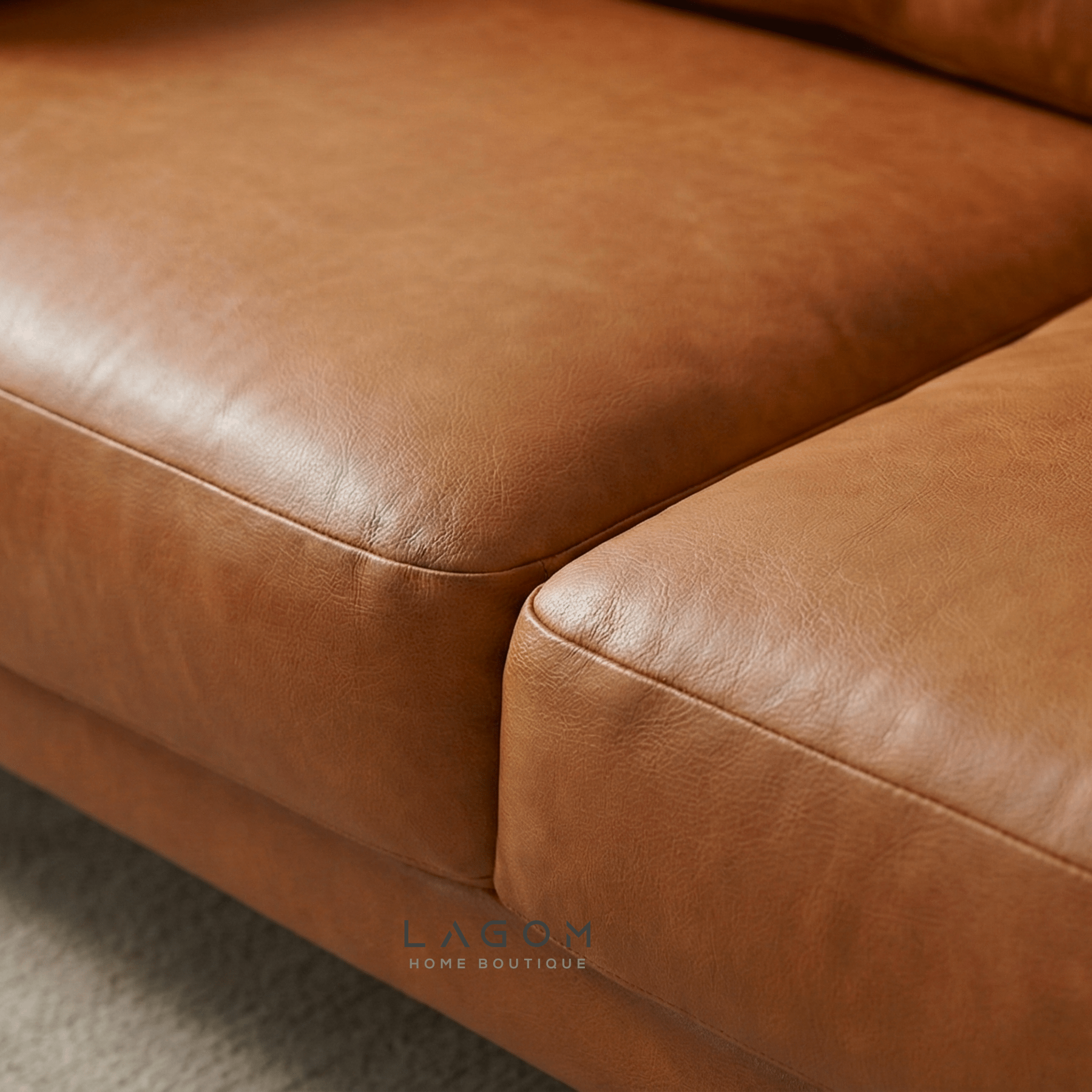 226 cm Sofa — Premium Faux Leather with Solid Teak Frame - Sofa - Lagom Home Boutique