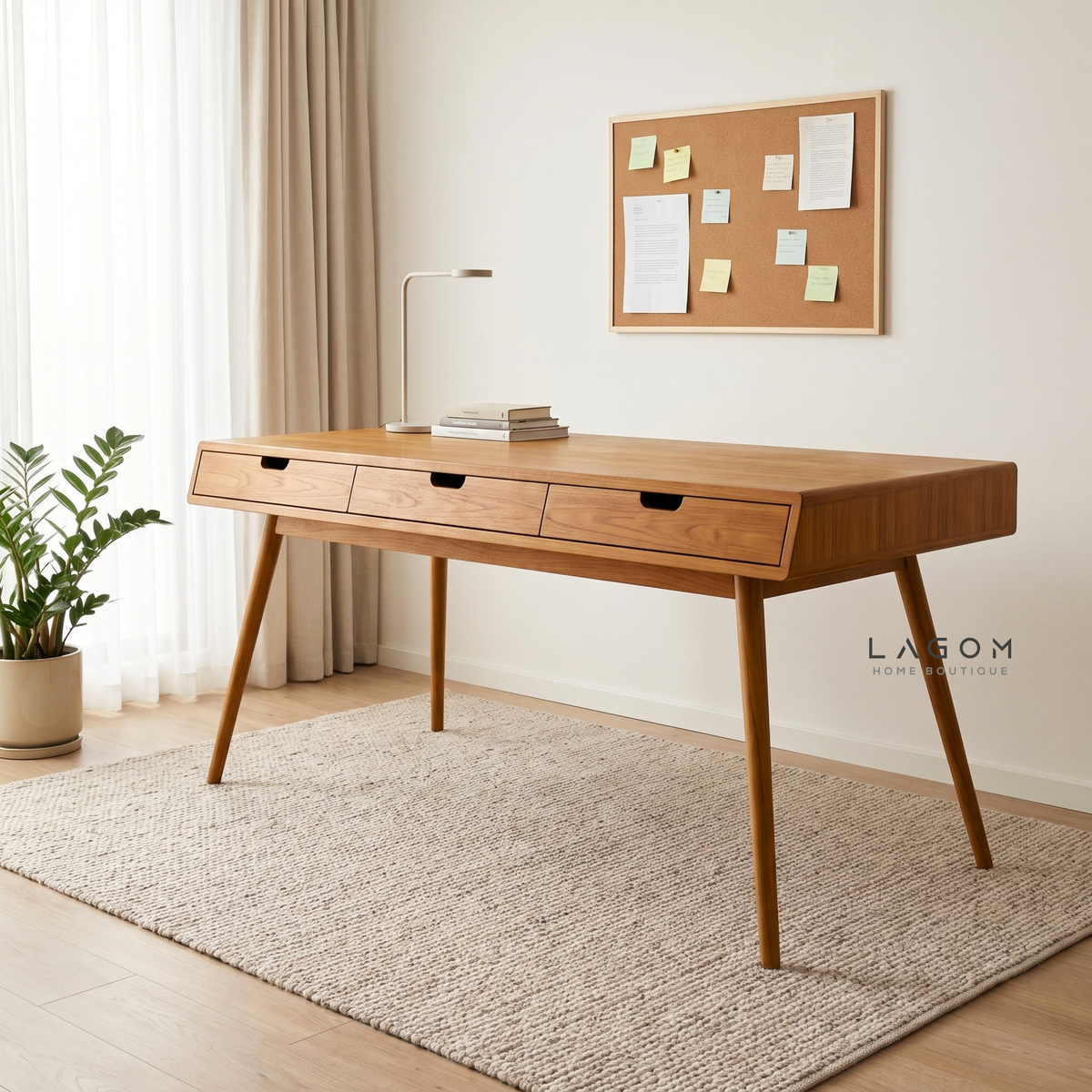 Minimalist Desk in Solid Teak Wood