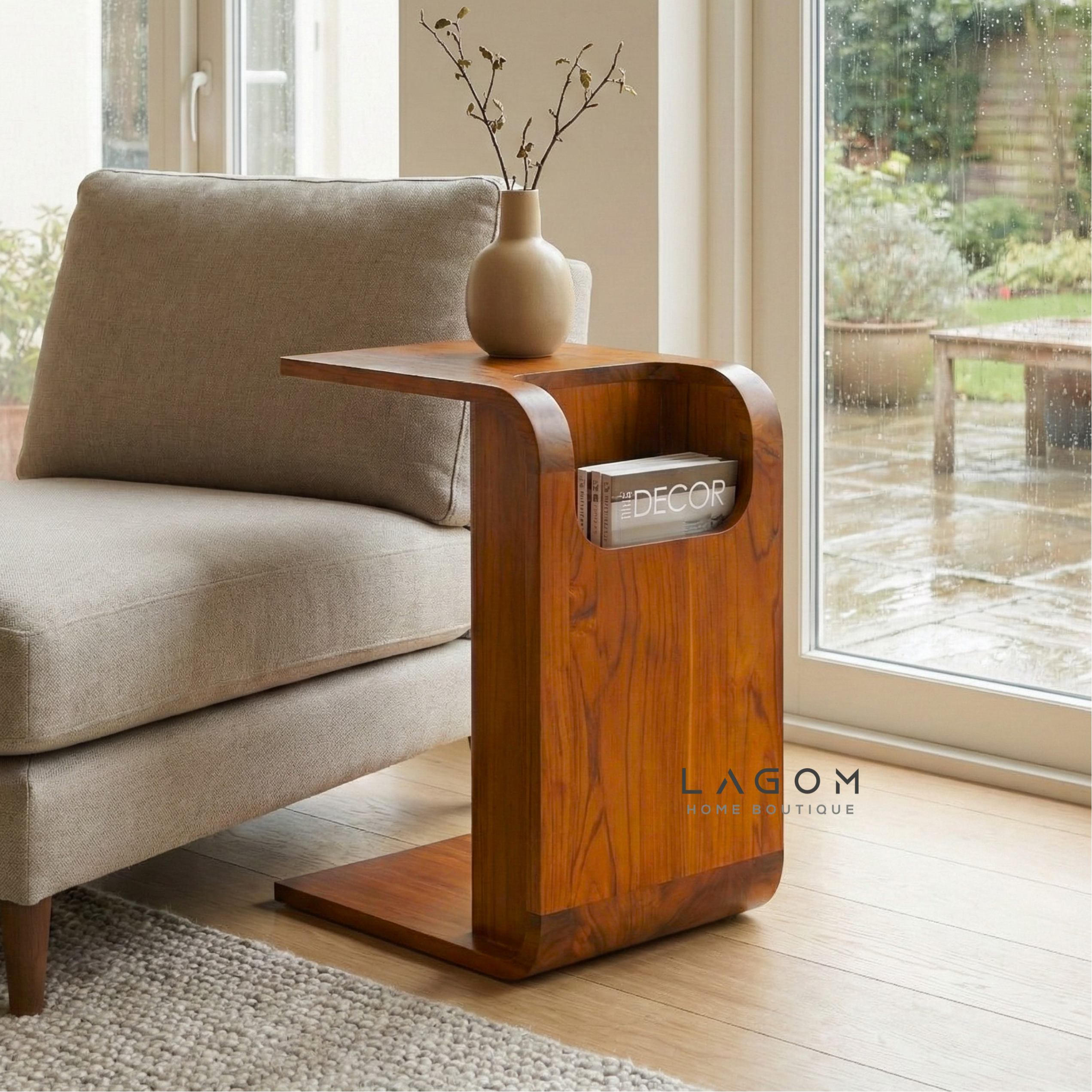 Minimalist Teak Side Table with Open Storage