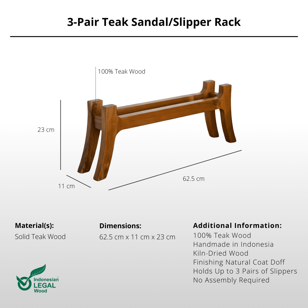 3 - Pair Teak Sandal/Slipper Rack - Shoe Rack - Lagom Home Boutique