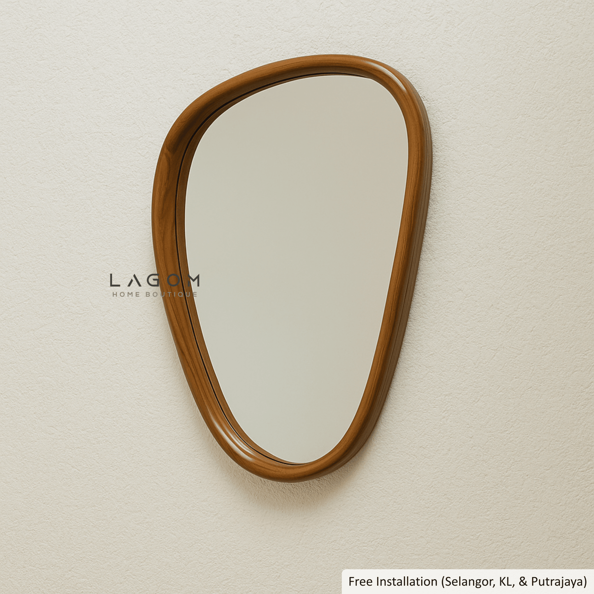 39 cm Asymmetrical Teak Wall Mirror-Mirror-Lagom Home Boutique