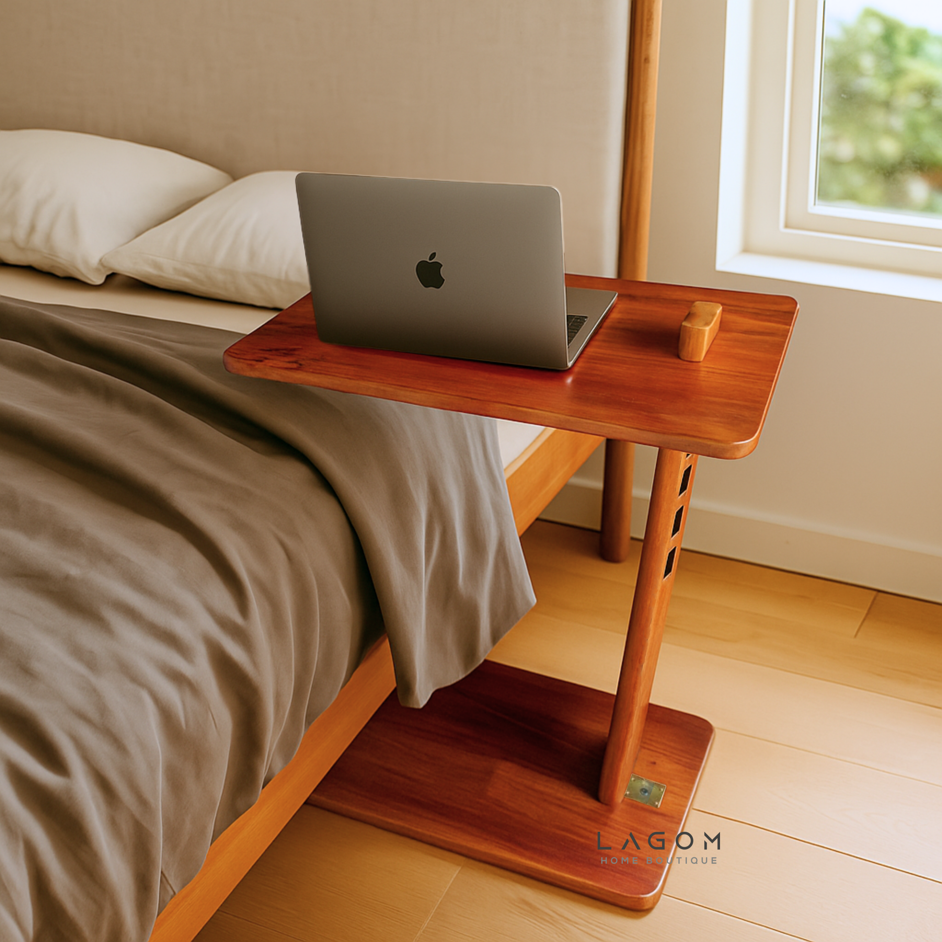Adjustable Height Teak Side Table