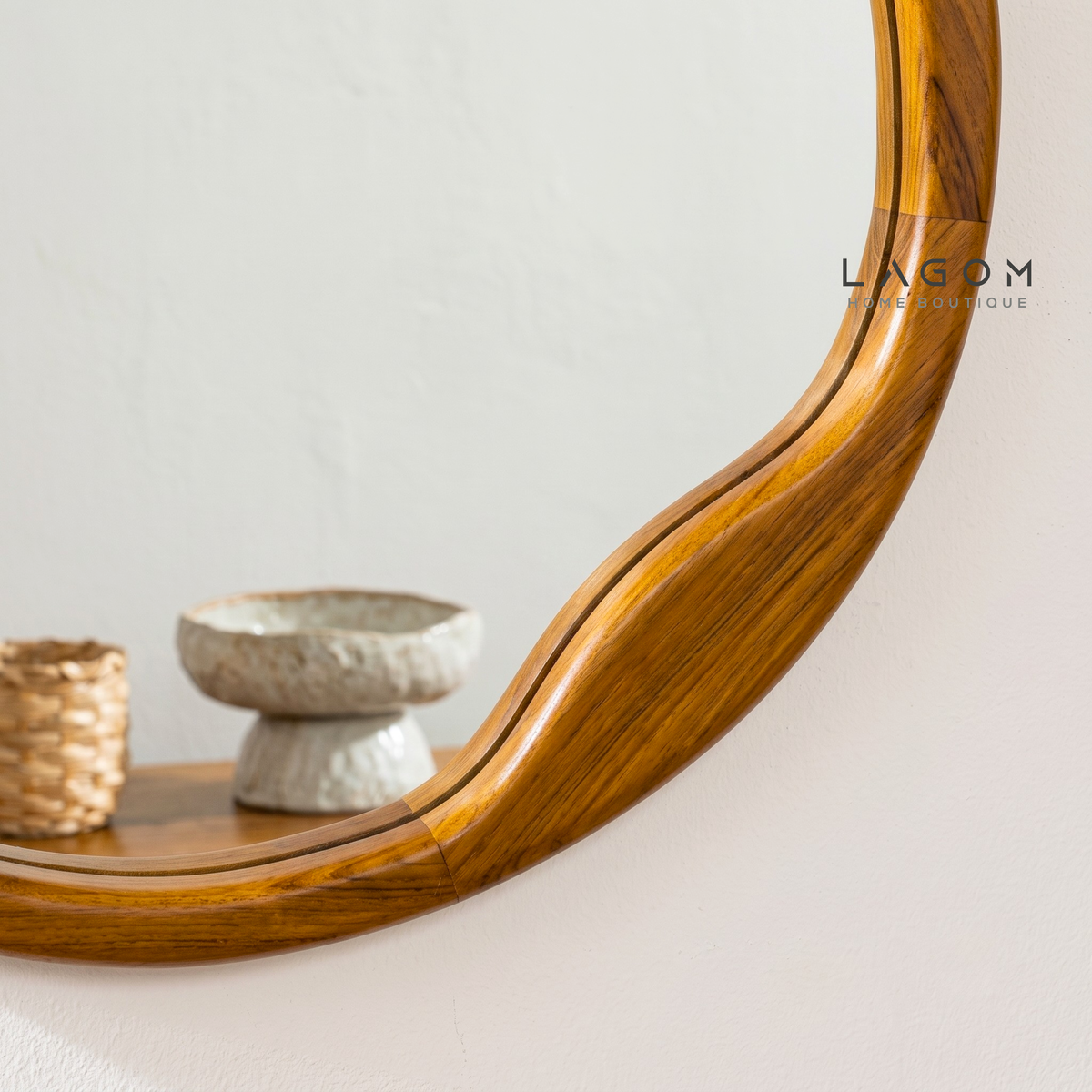 60 cm Round Teak Wall Mirror