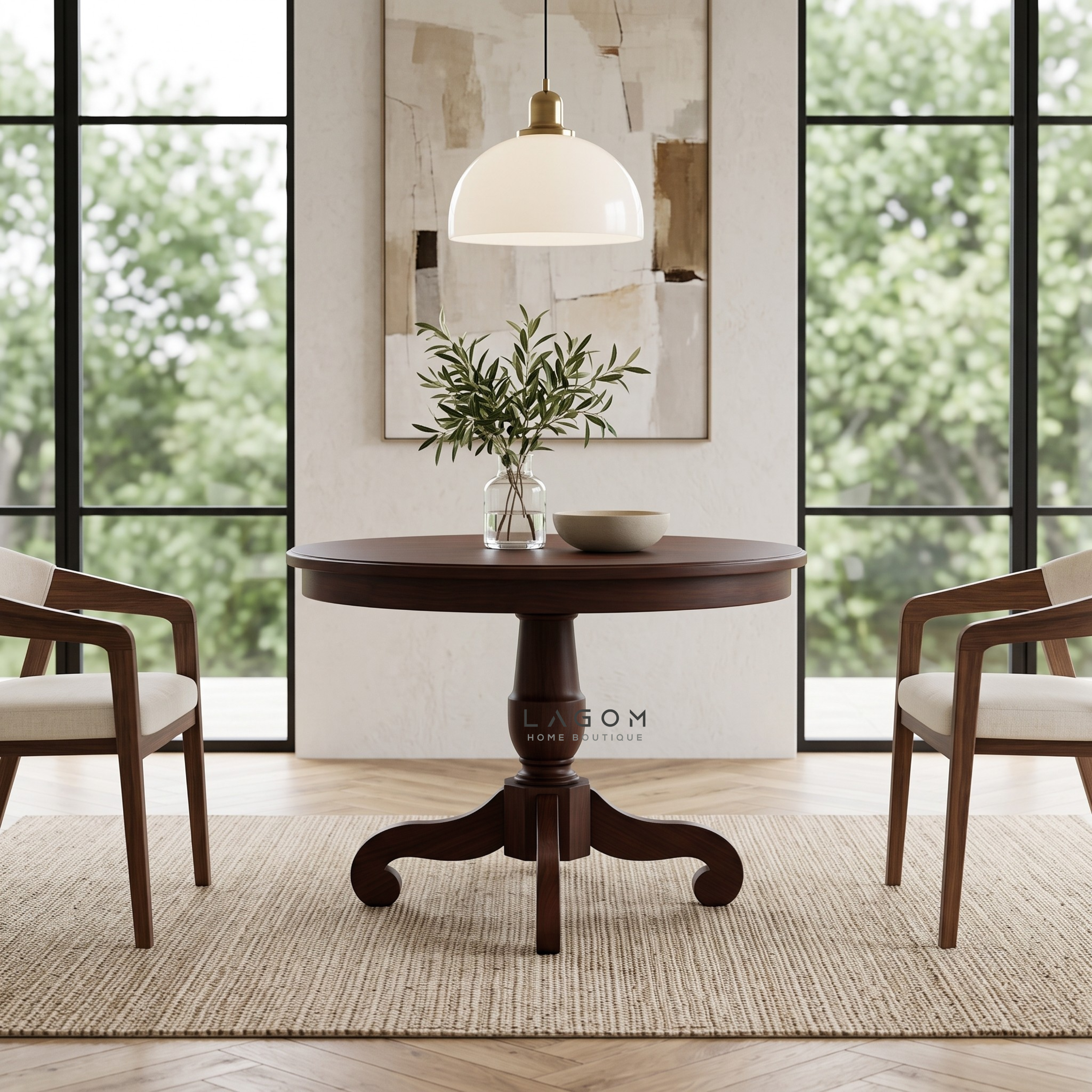 Solid Teak Round Pedestal Table