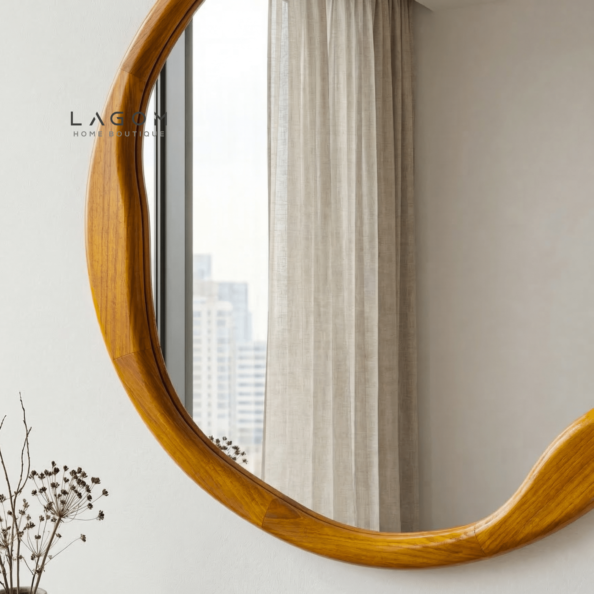 60 cm Round Teak Wall Mirror - Mirror - Lagom Home Boutique