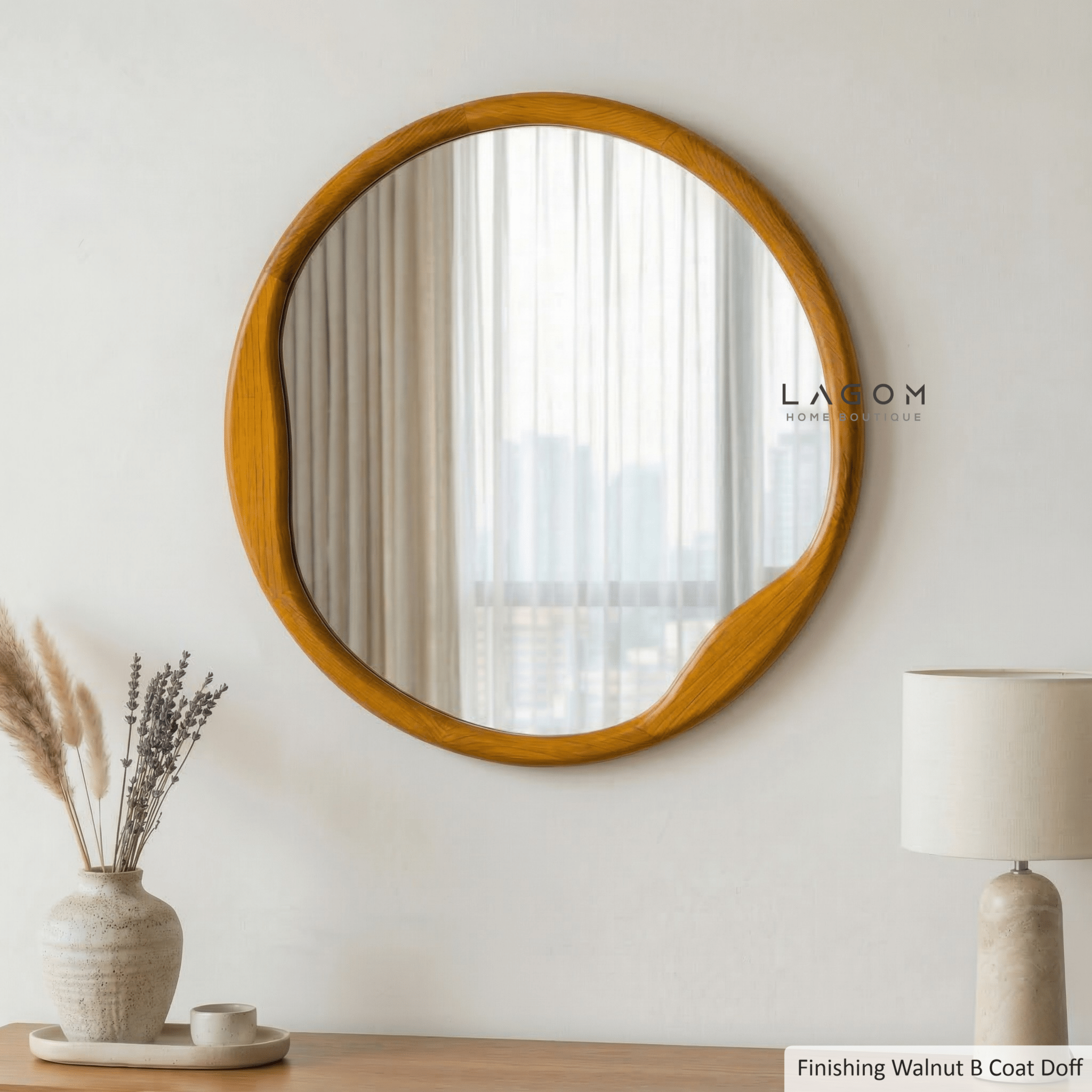 60 cm Round Teak Wall Mirror - Mirror - Lagom Home Boutique