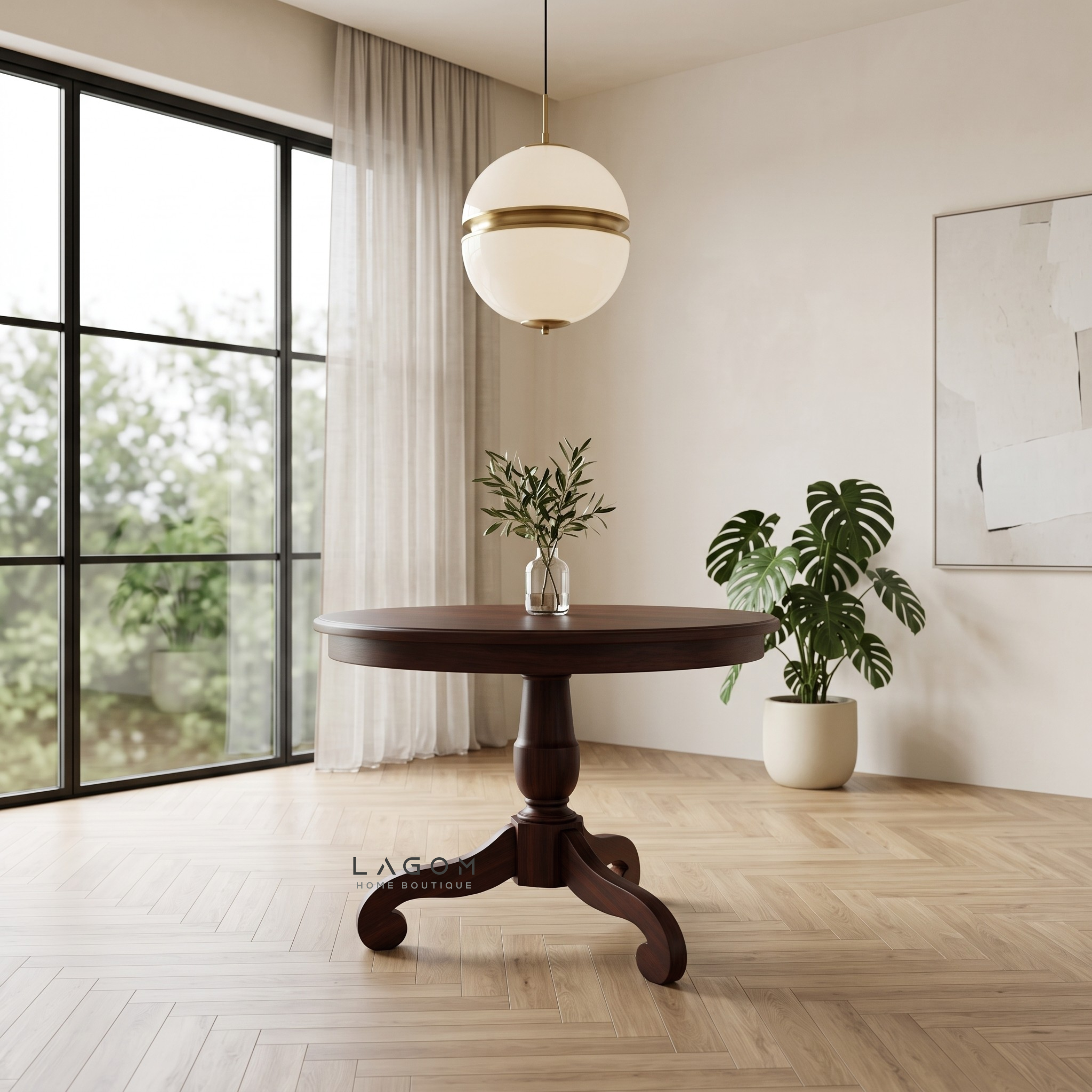 Solid Teak Round Pedestal Table