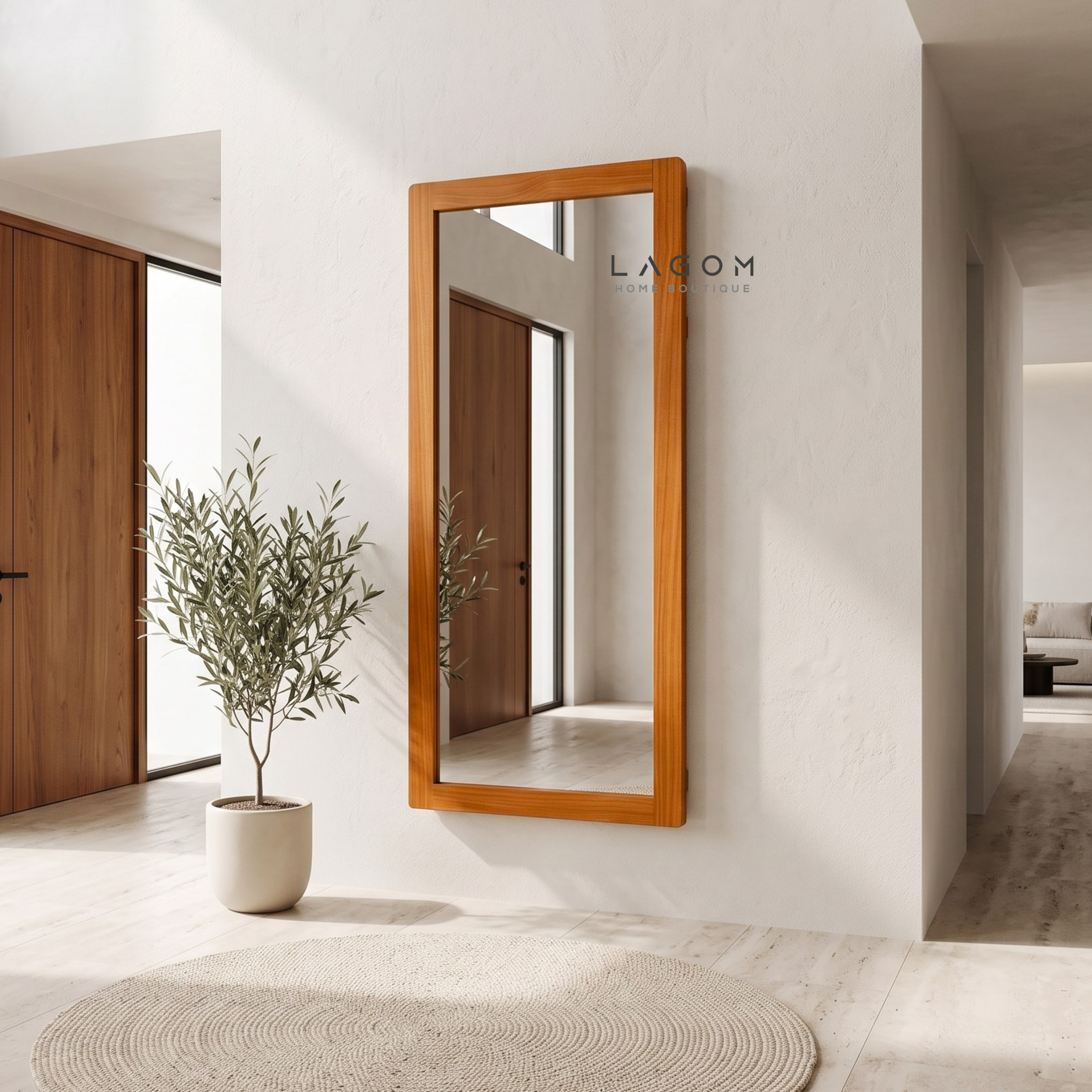 183 cm Teak Full-Body Mirror | Freestanding & Wall-Mounted