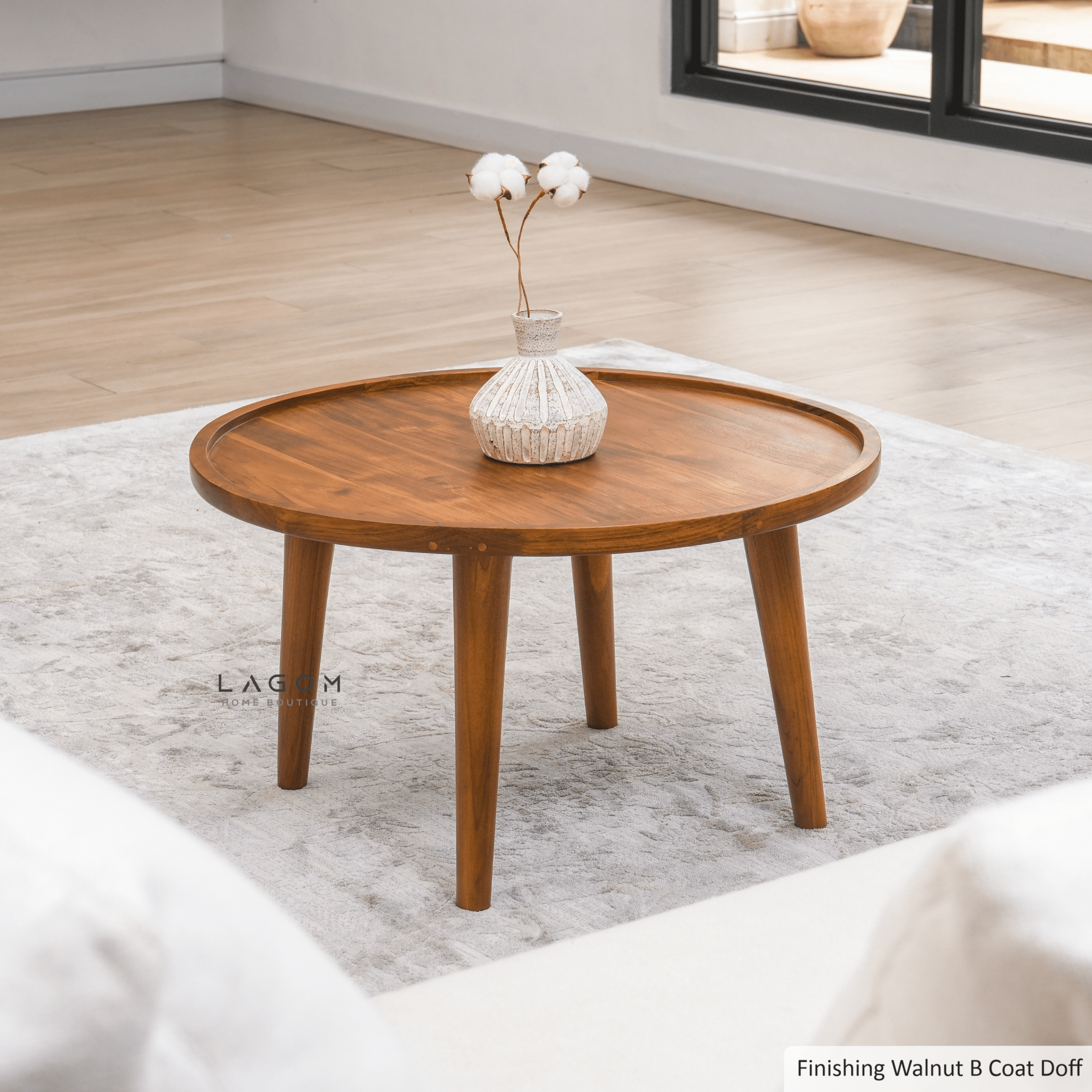 71 cm Round Coffee Table in Solid Teak Wood - Coffee Table - Lagom Home Boutique