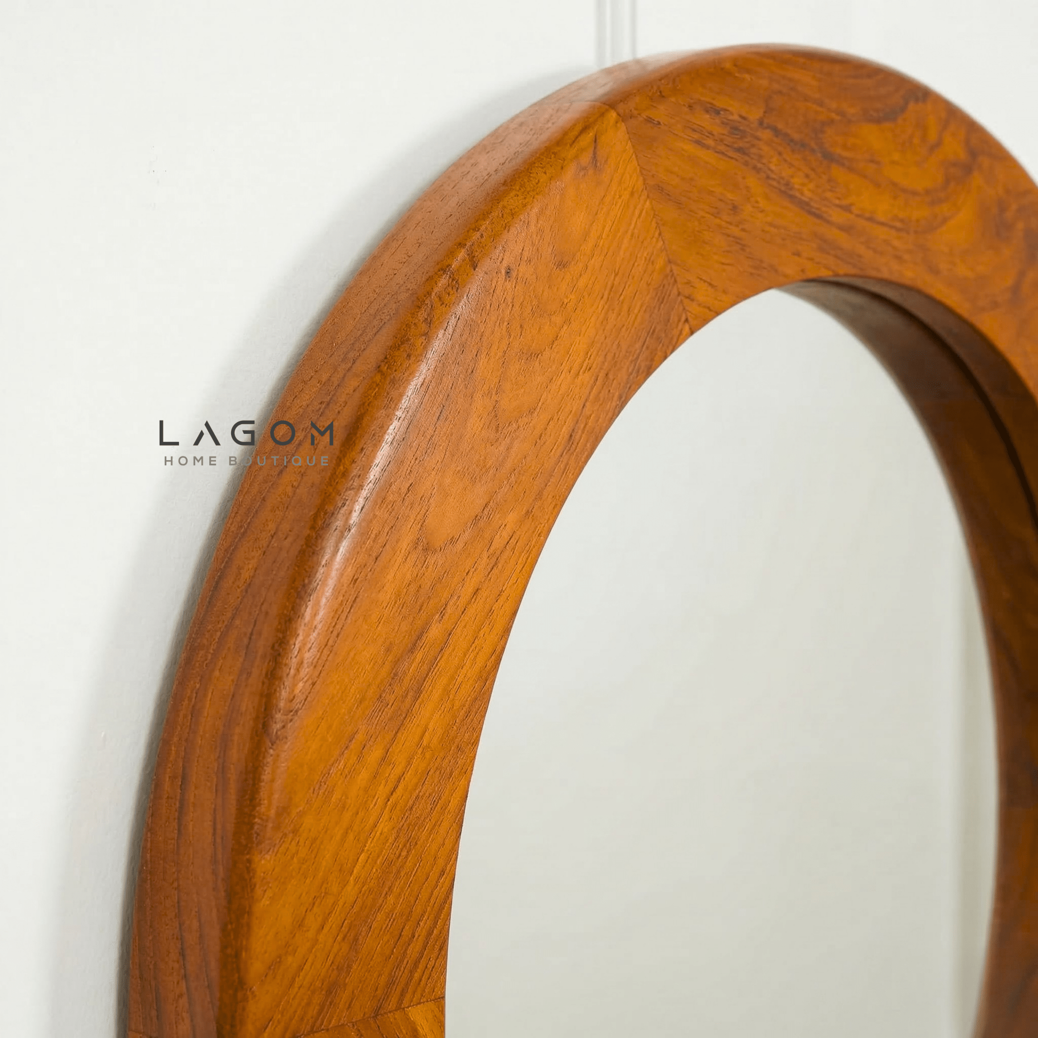 76 cm Round Teak Wall Mirror - Mirror - Lagom Home Boutique