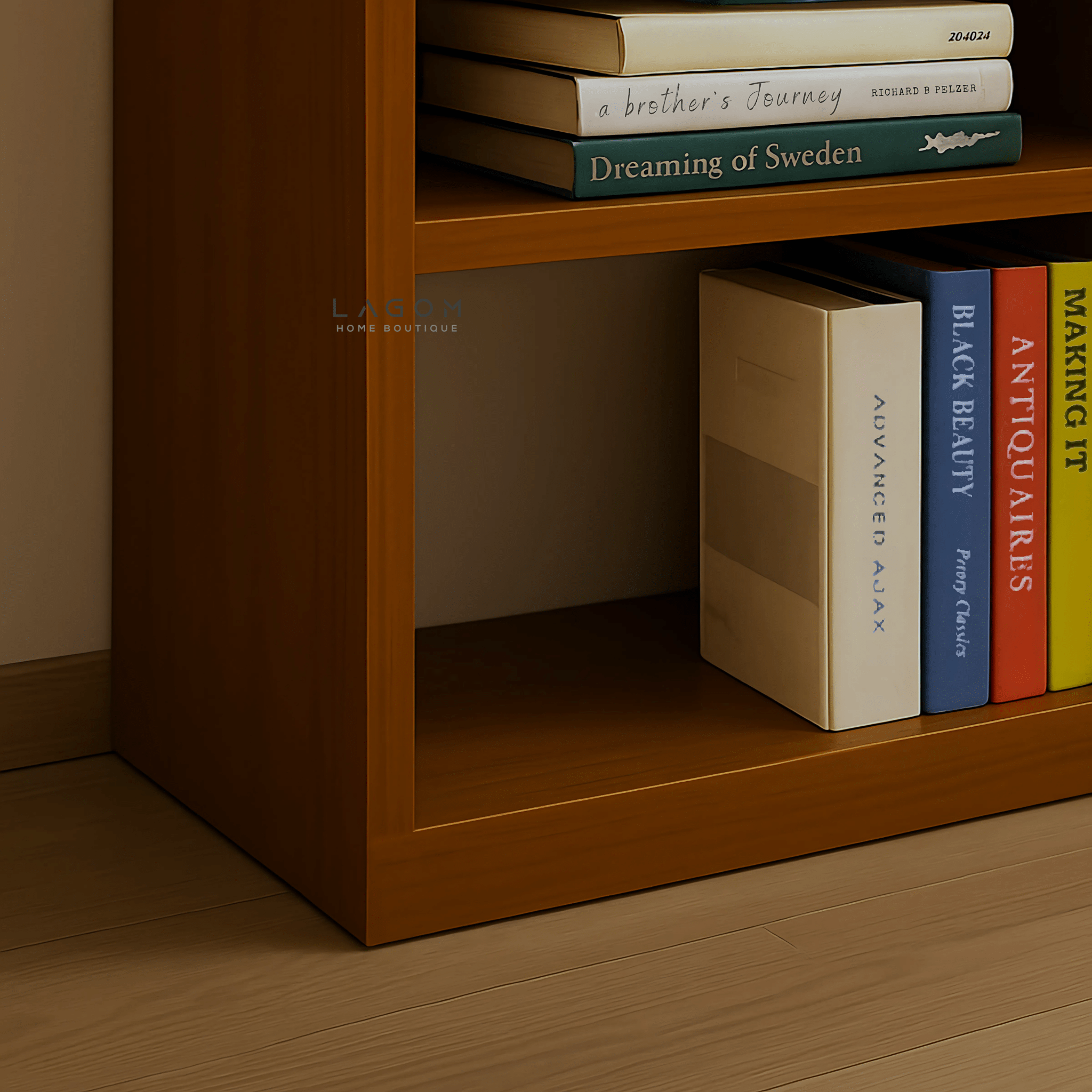 8 Sections Lowline Teak Bookshelf - Bookshelves - Lagom Home Boutique