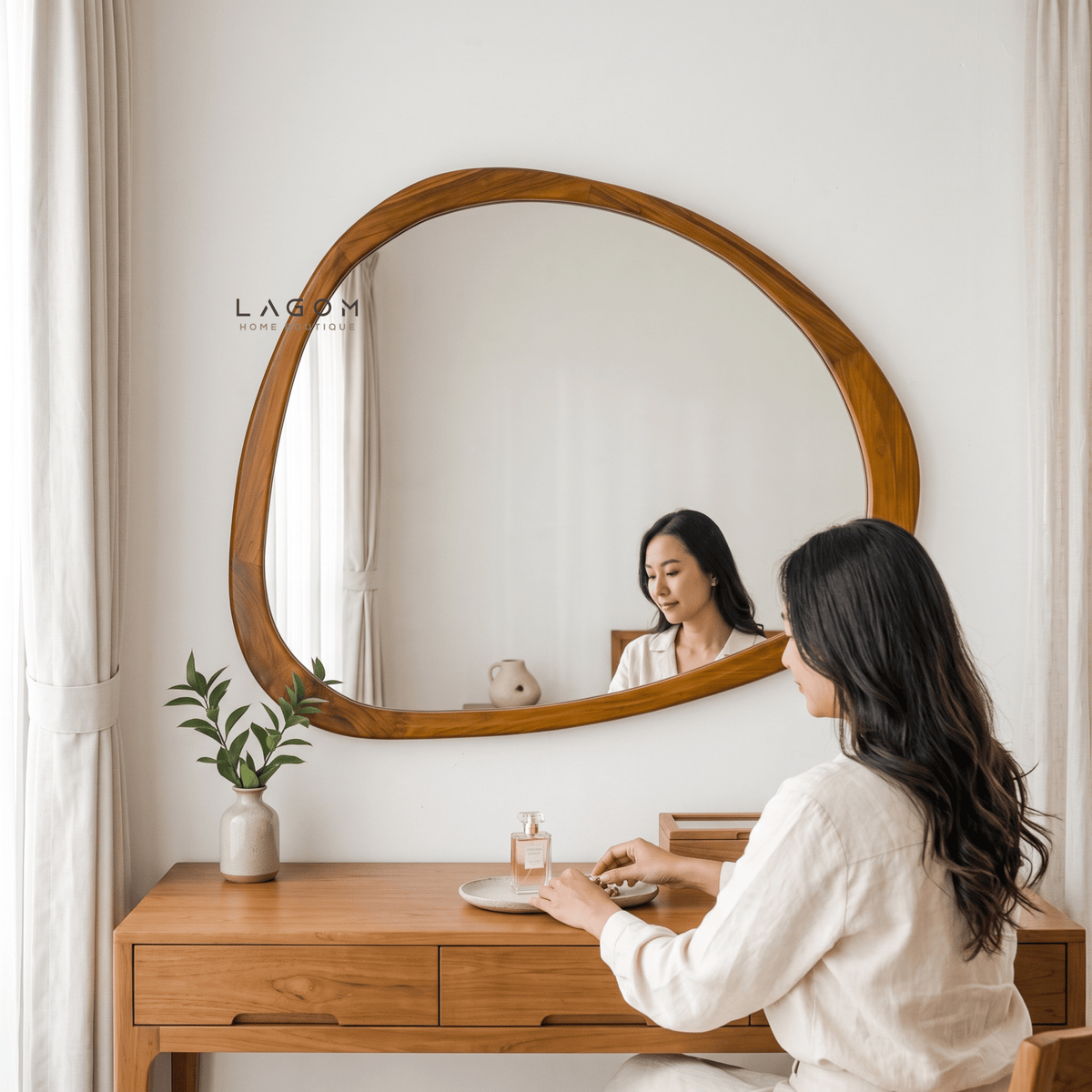 99 cm Hanging Teak Mirror | Timeless Design-Mirror-Lagom Home Boutique