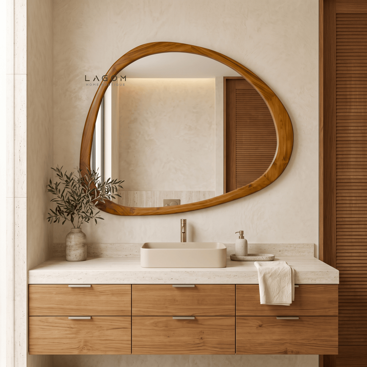 99 cm Hanging Teak Mirror | Timeless Design-Mirror-Lagom Home Boutique