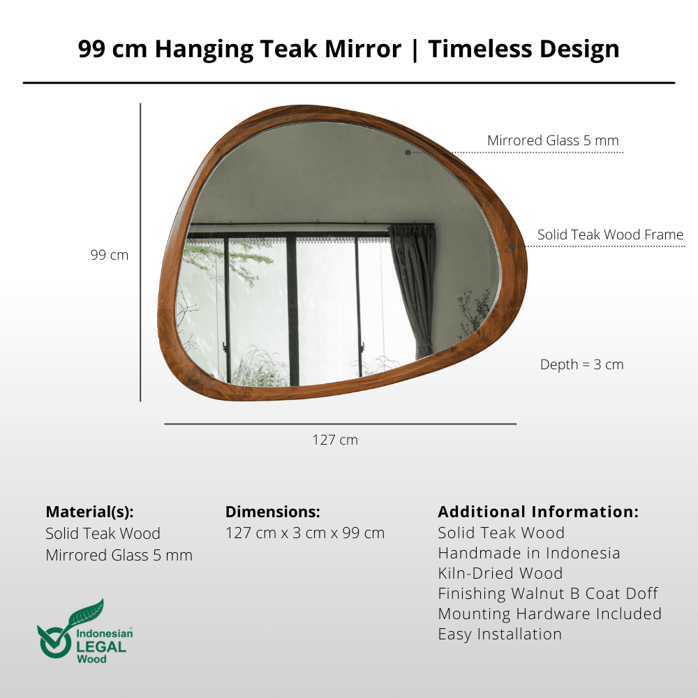 99 cm Hanging Teak Mirror | Timeless Design - Mirror - Lagom Home Boutique