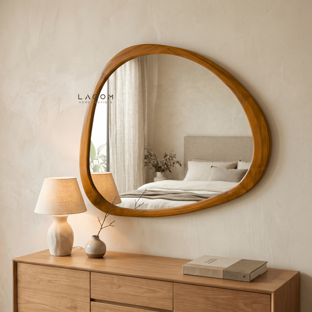 99 cm Hanging Teak Mirror | Timeless Design-Mirror-Lagom Home Boutique