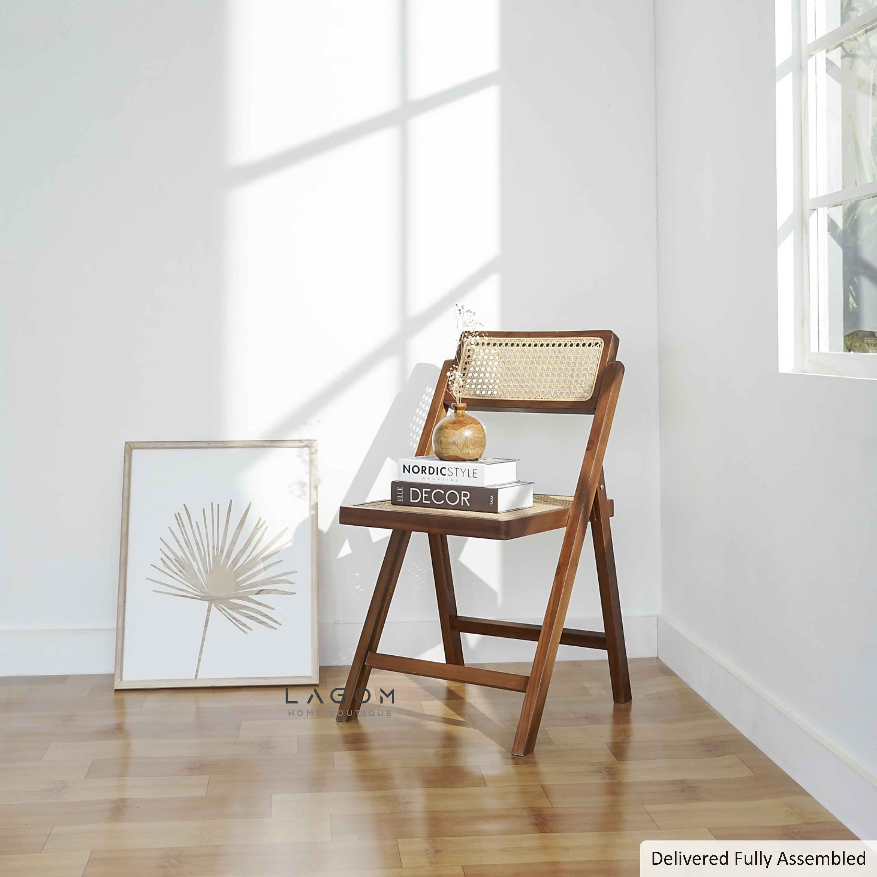 Foldable Chair in Teak & Rattan