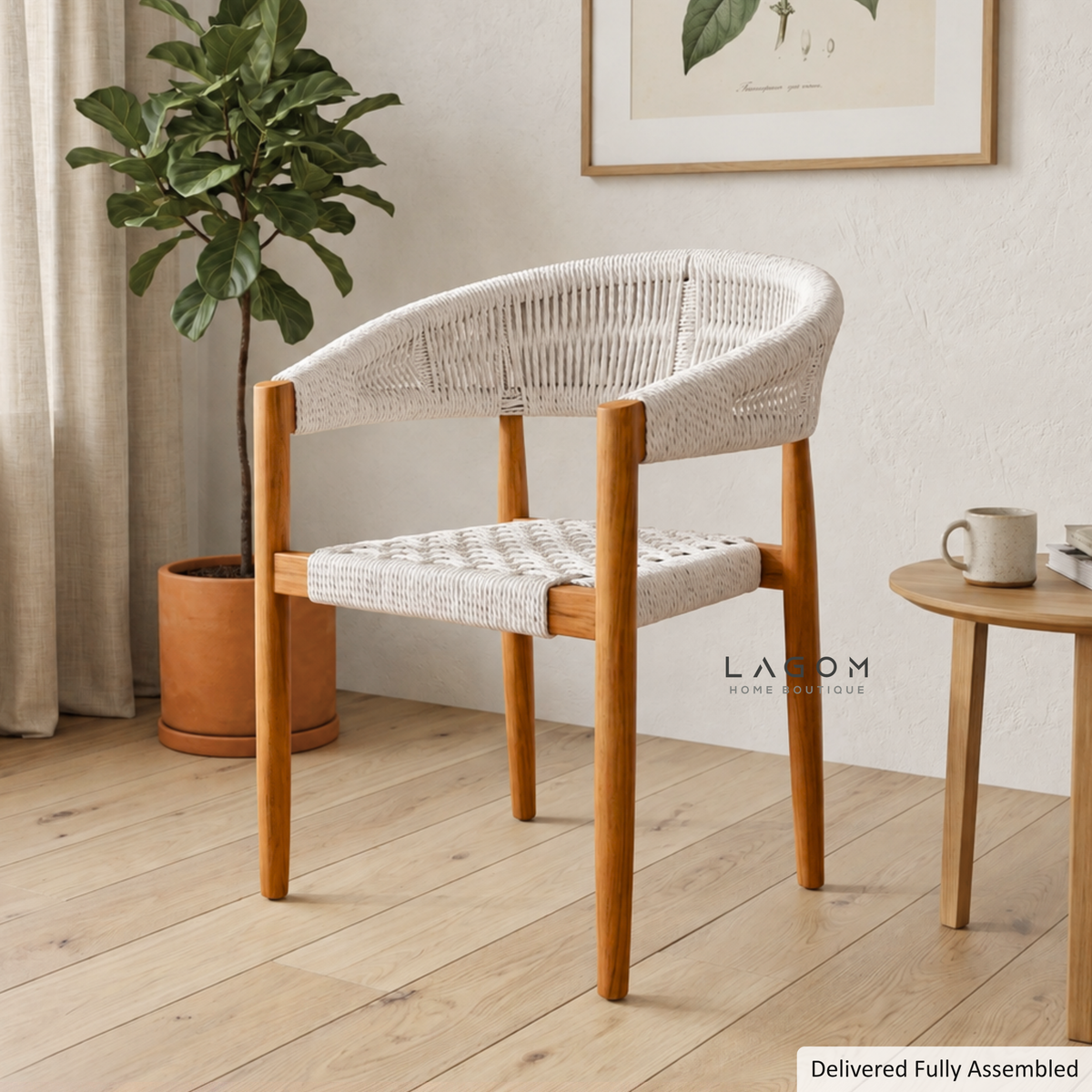 Accent Chair in Teak & Woven Synthetic Cord