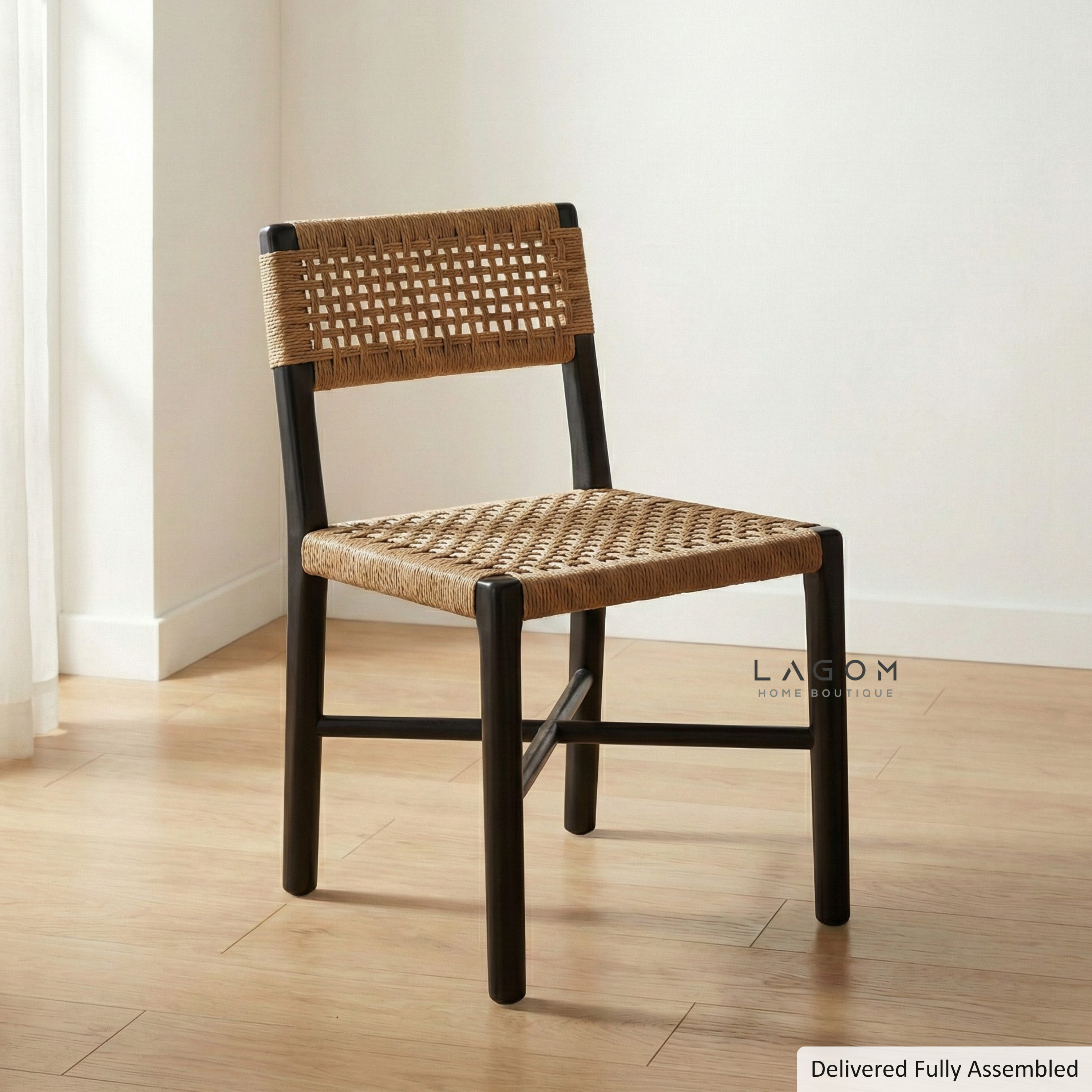 Solid Teak Chair with Handwoven Paper Loom