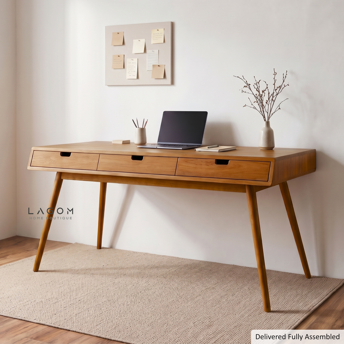 Minimalist Desk in Solid Teak Wood