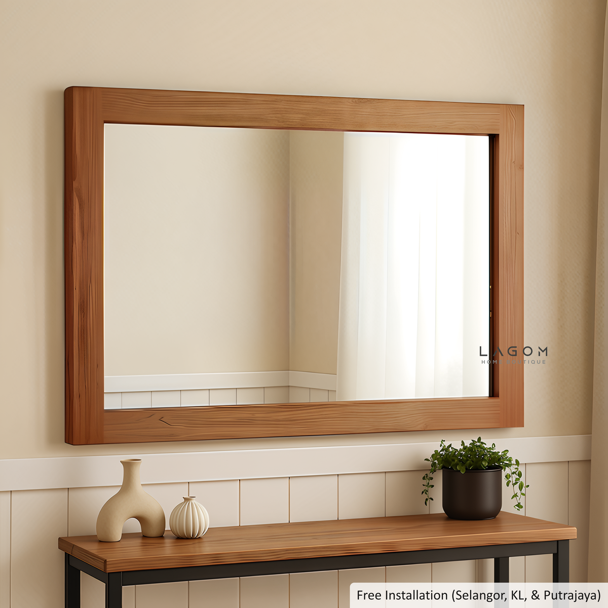 150 cm Rectangular Teak Wood Mirror