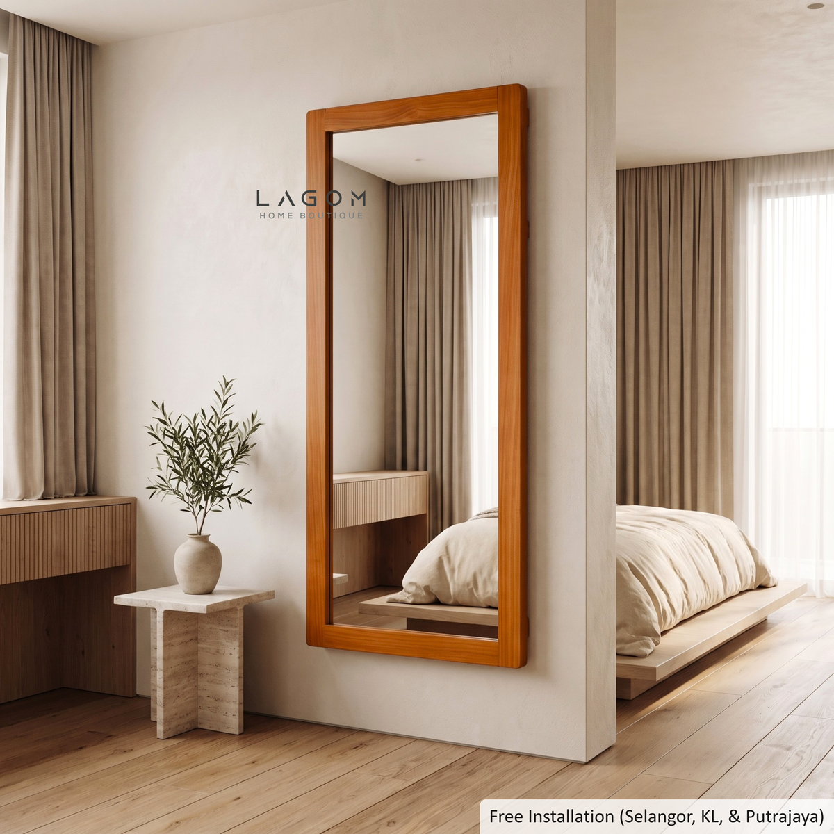 183 cm Teak Full-Body Mirror | Freestanding & Wall-Mounted