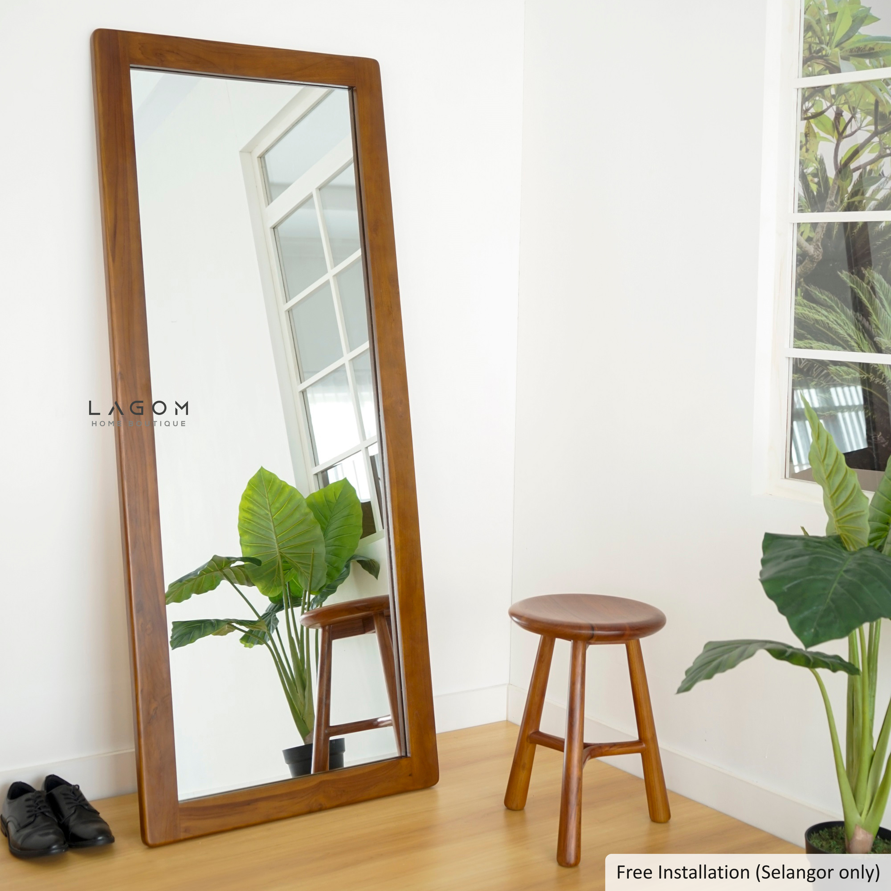 183 cm Teak Full-Body Mirror | Leaning Style