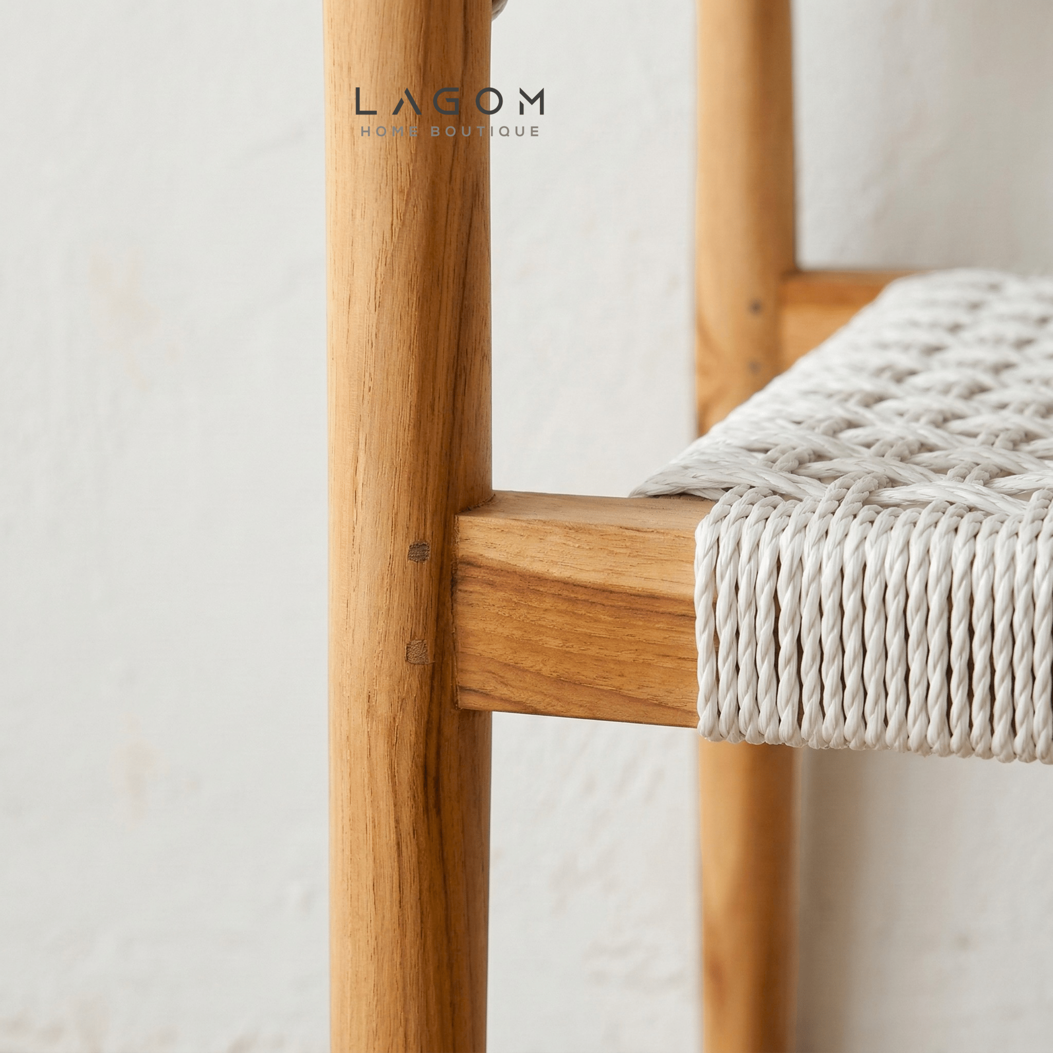 Accent Chair in Teak & Handwoven Raffia Rope - Chair - Lagom Home Boutique
