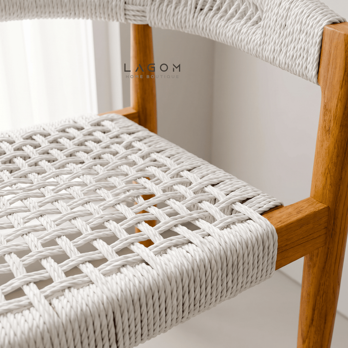 Accent Chair in Teak & Woven Synthetic Cord-Chair-Lagom Home Boutique