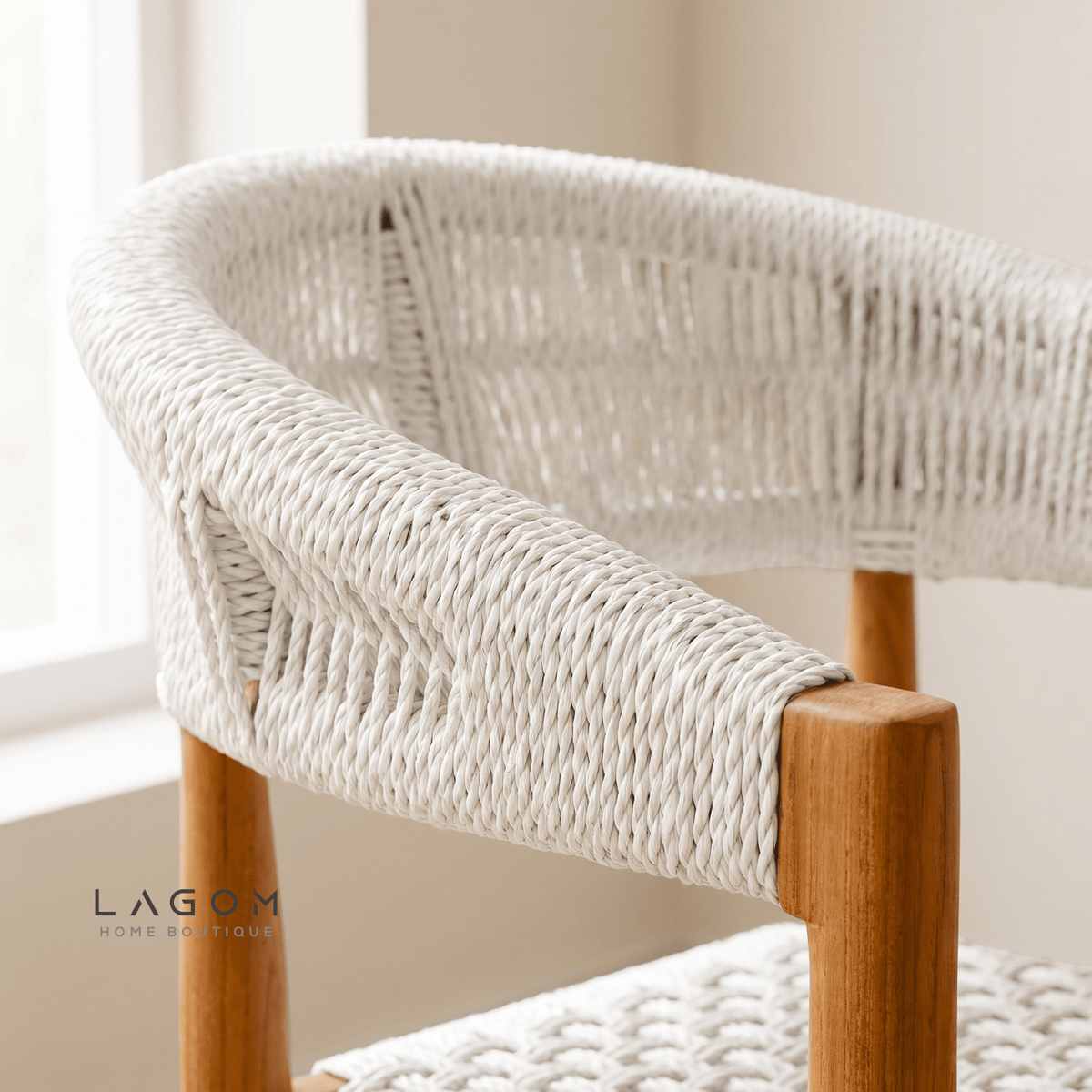 Accent Chair in Teak & Woven Synthetic Cord-Chair-Lagom Home Boutique