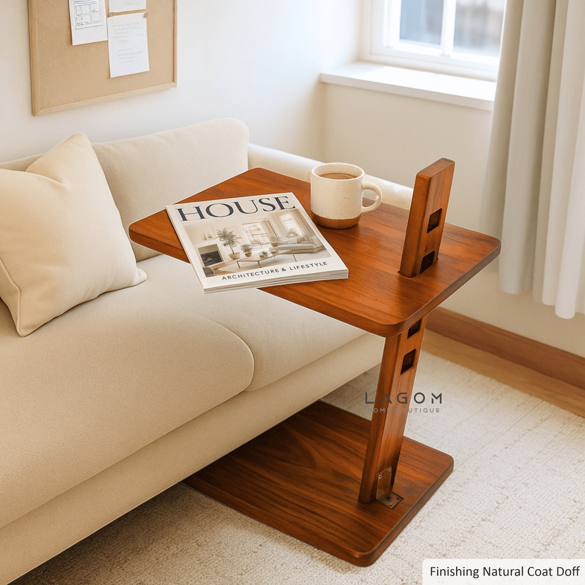 Adjustable Height Teak Side Table - Side Table - Lagom Home Boutique