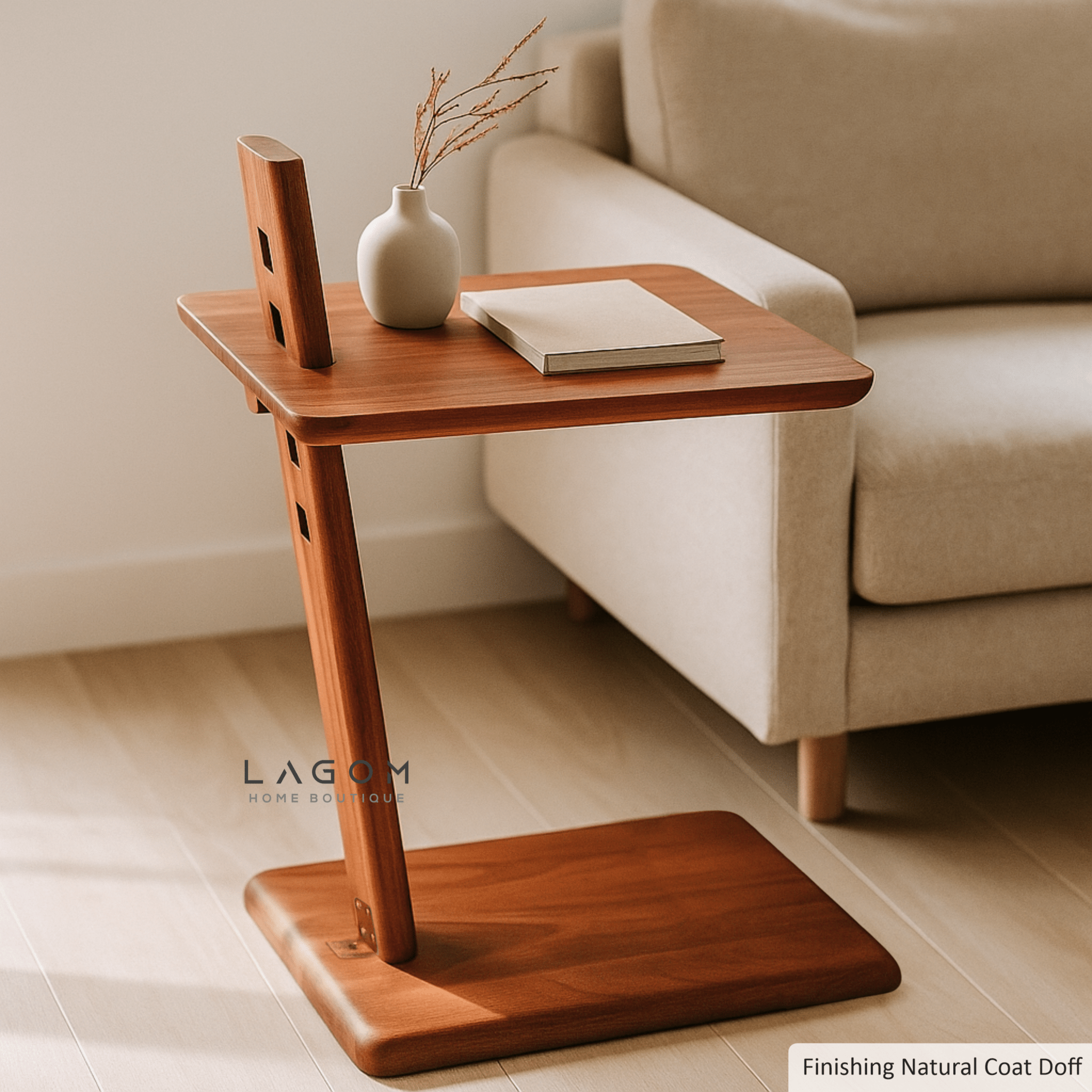 Adjustable Teak Side Table - Side Table - Lagom Home Boutique