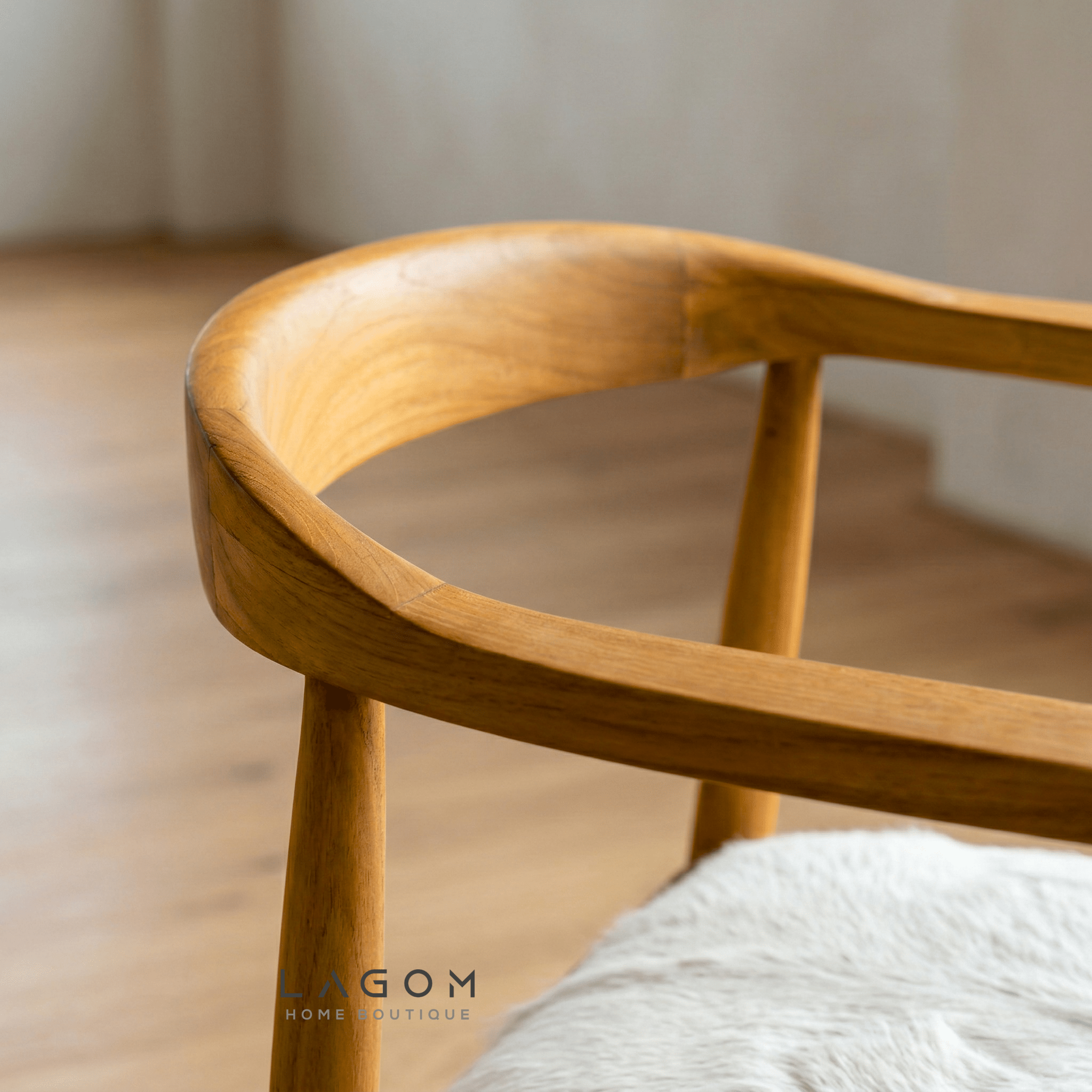 Artisan Accent Chair in Solid Teak & Natural Goat Hide - Chair - Lagom Home Boutique