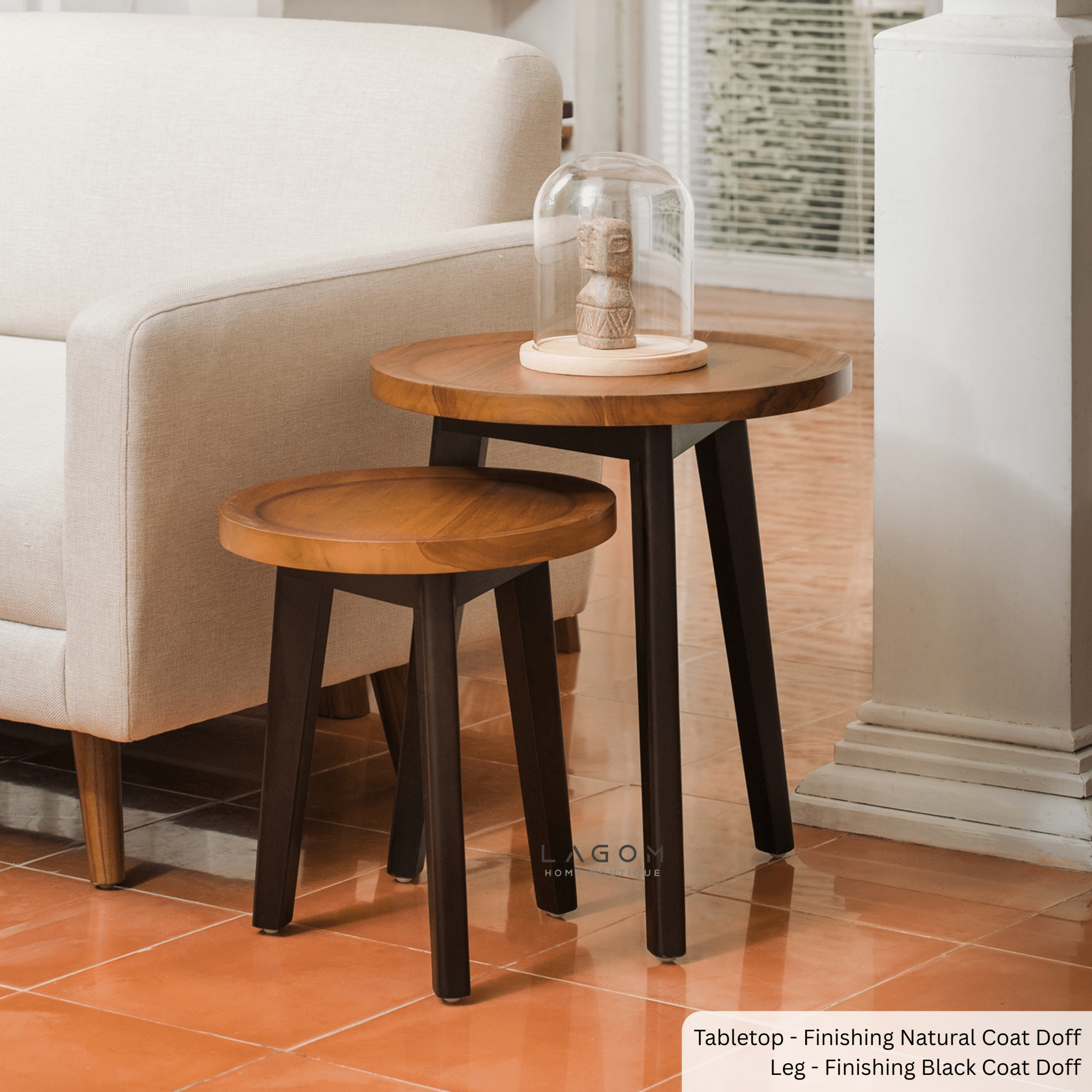 Compact Teak Side Table Set - Side Table - Lagom Home Boutique