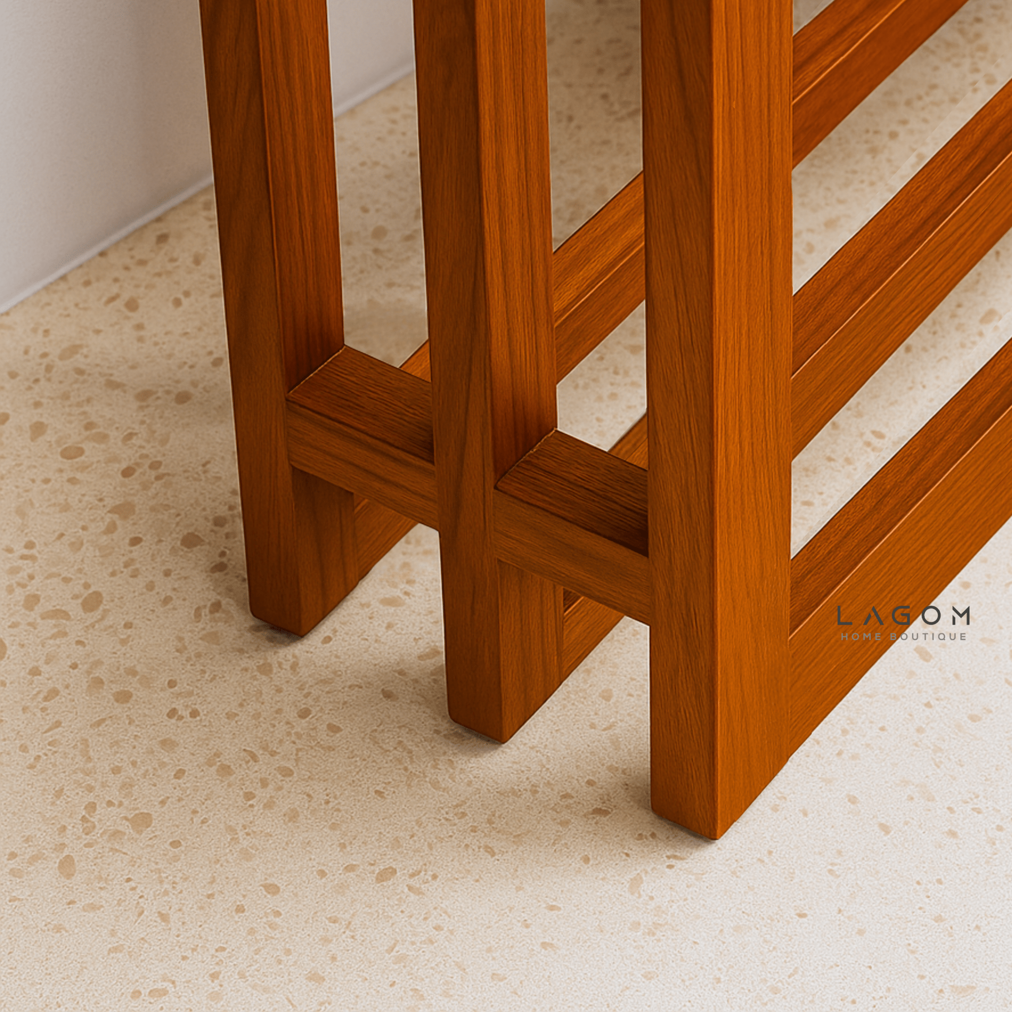 Exclusive Tiered Teak Towel Rack - Towel Rack - Lagom Home Boutique