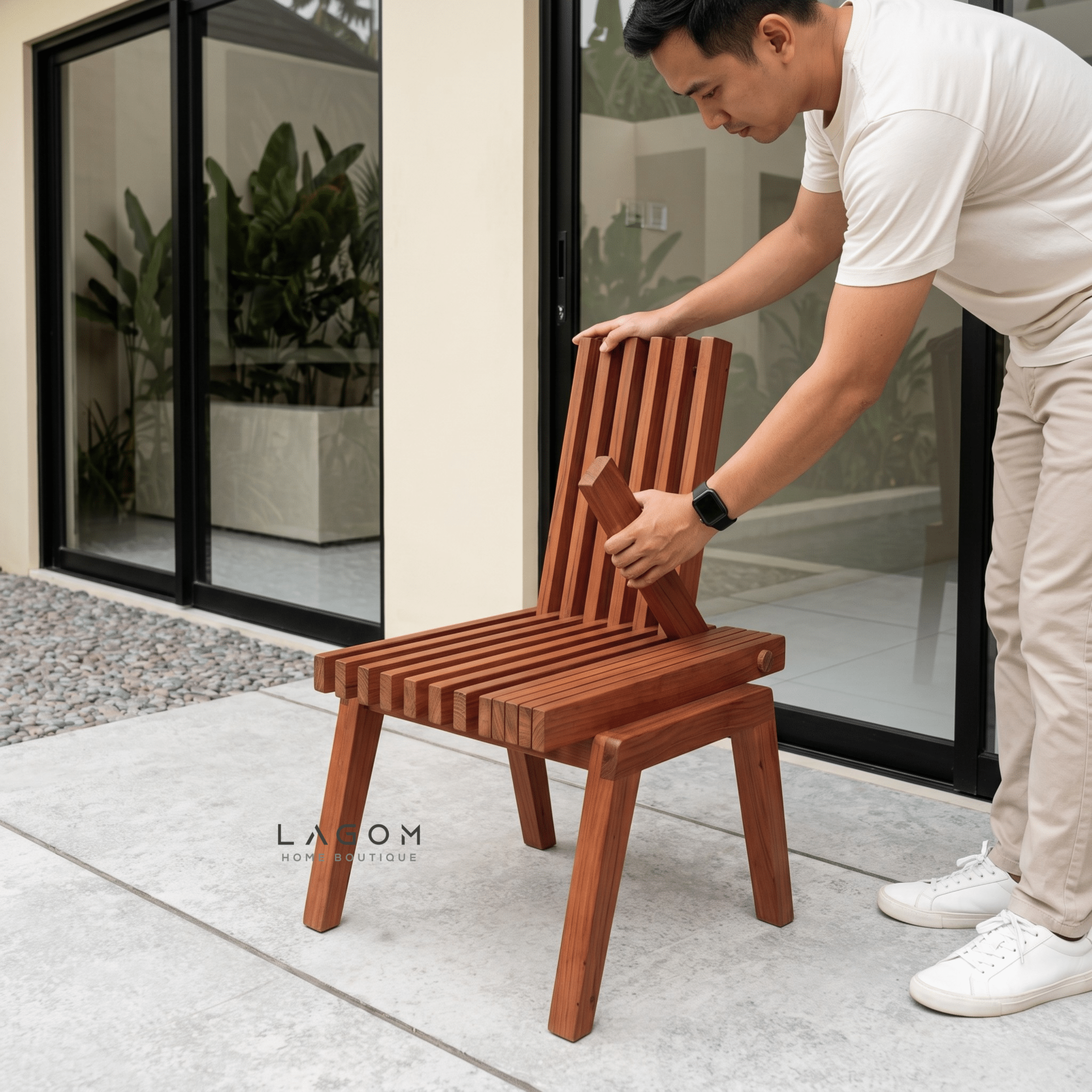 Folding Outdoor Table & Chair Set | Solid Reclaimed Teak-Outdoor Table Set-Lagom Home Boutique