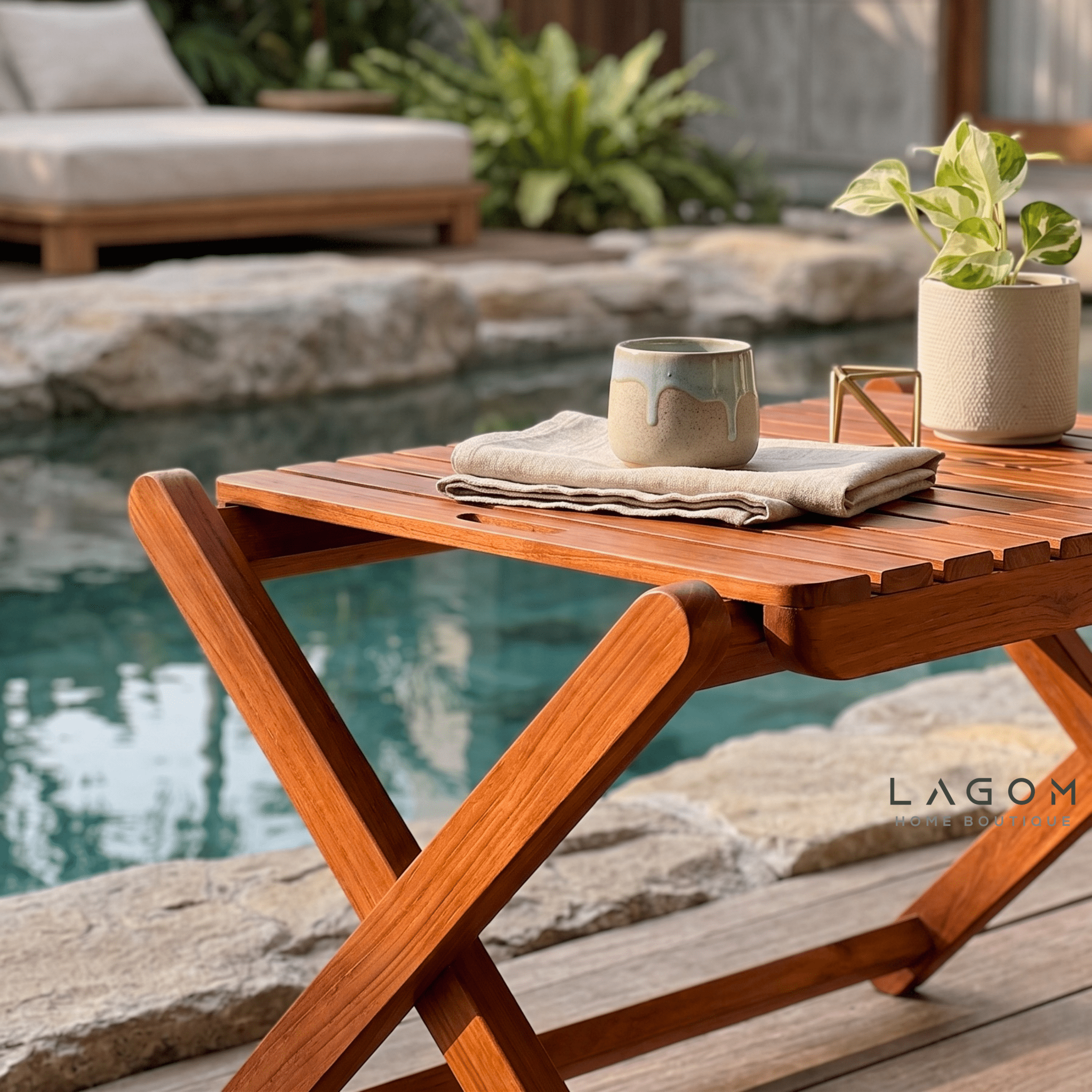 Folding Outdoor Table & Chair Set | Solid Reclaimed Teak-Outdoor Table Set-Lagom Home Boutique