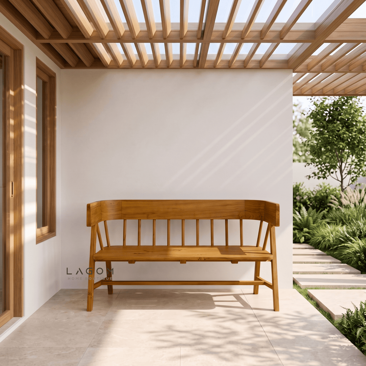 Indoor/Semi-Outdoor Teak Bench-Bench-Lagom Home Boutique