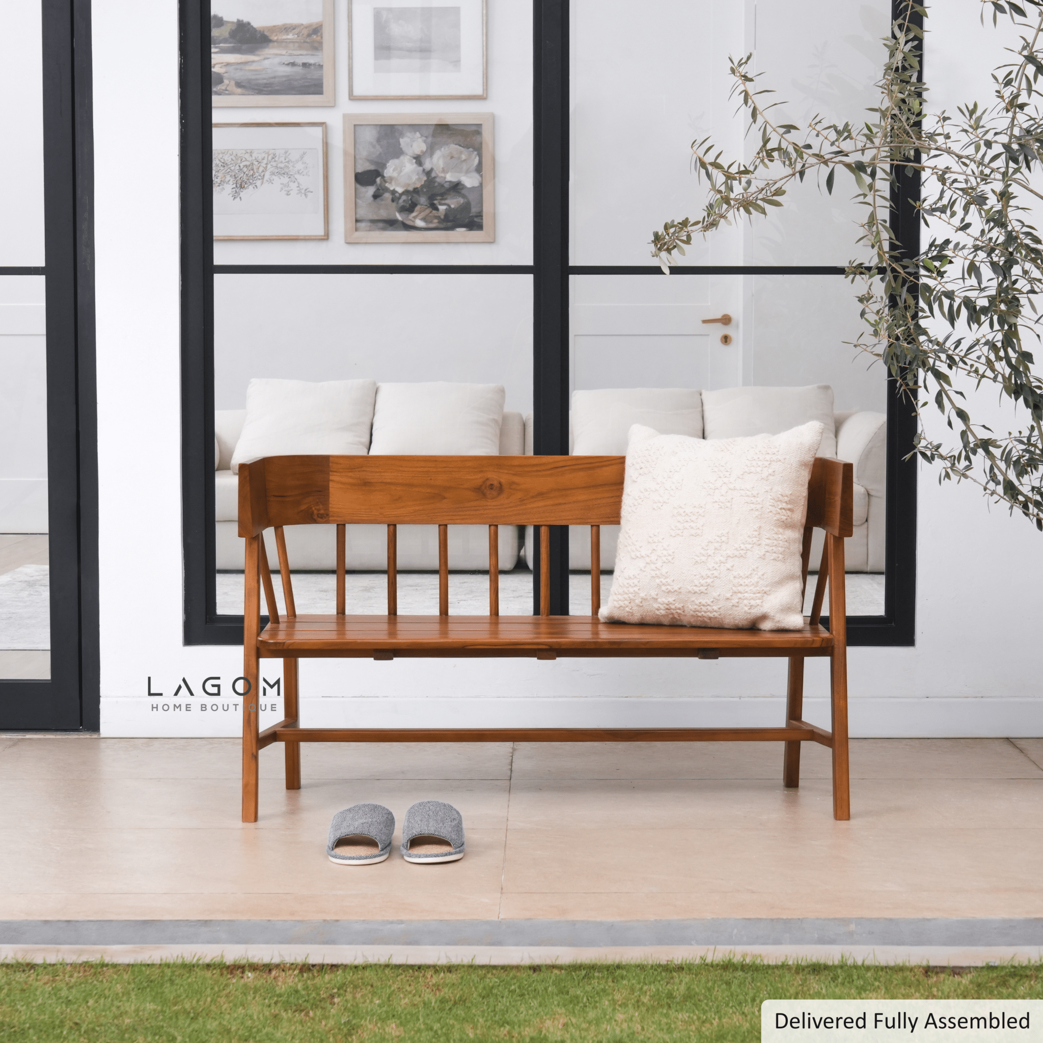 Indoor/Semi - Outdoor Teak Bench - Bench - Lagom Home Boutique
