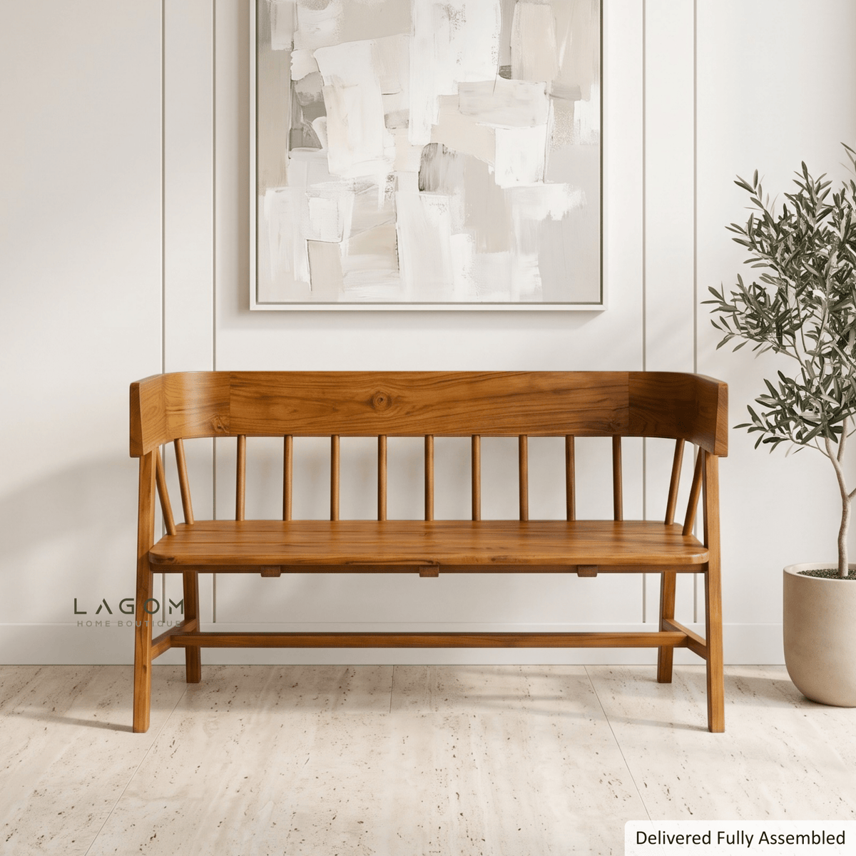 Indoor/Semi-Outdoor Teak Bench-Bench-Lagom Home Boutique