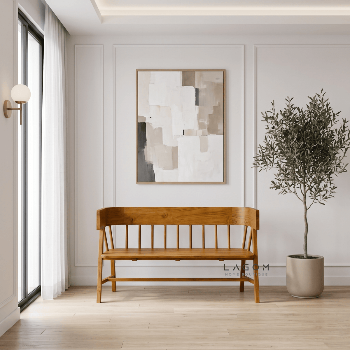 Indoor/Semi-Outdoor Teak Bench-Bench-Lagom Home Boutique