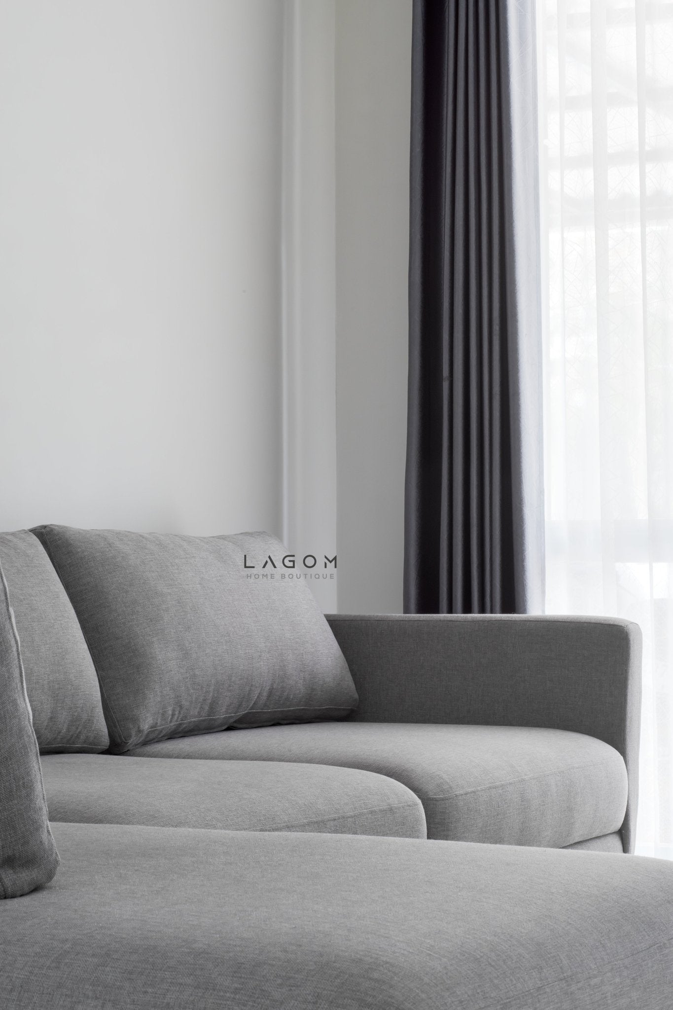 L - Shaped Sofa with Premium Polyester Fabric & Teak Wood Frame - Sofa - Lagom Home Boutique