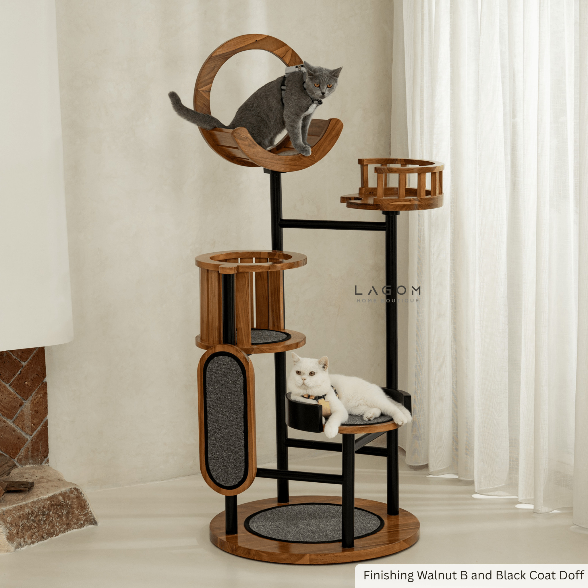 Luxury Cat Tree in Solid Teak Wood - Cat Tree - Lagom Home Boutique