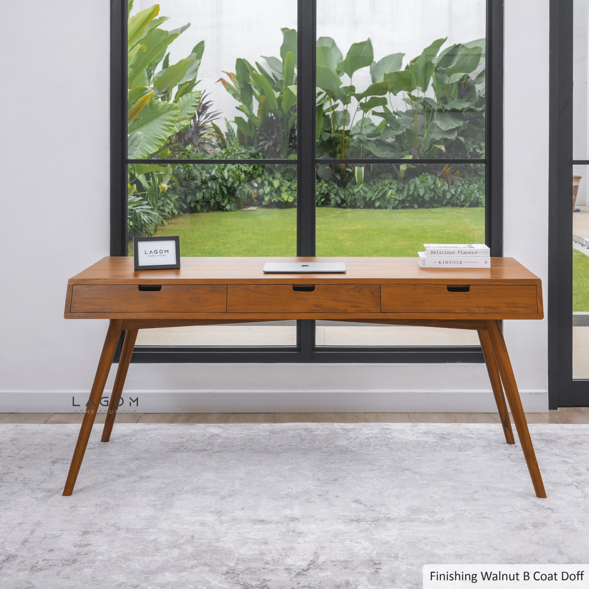 Minimalist Desk in Solid Teak Wood - Desk - Lagom Home Boutique
