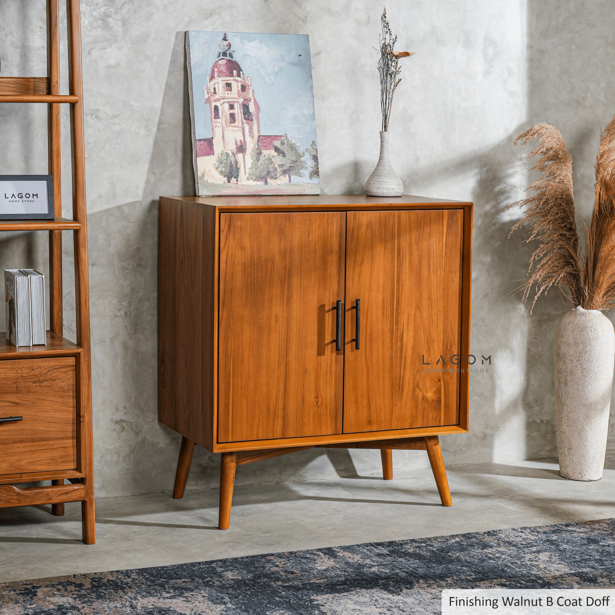 Minimalist Solid Teak Buffet with 2 Doors - Buffet - Lagom Home Boutique