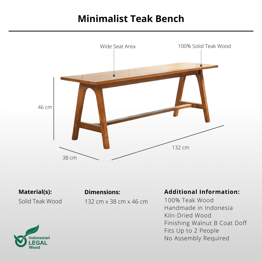Minimalist Teak Bench - Bench - Lagom Home Boutique